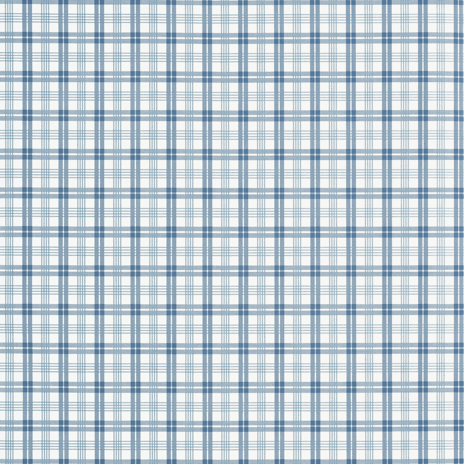 Huntley Plaid wallpaper in blue color - pattern number T44056 - by Thibaut in the Stripes and Checks Resource collection