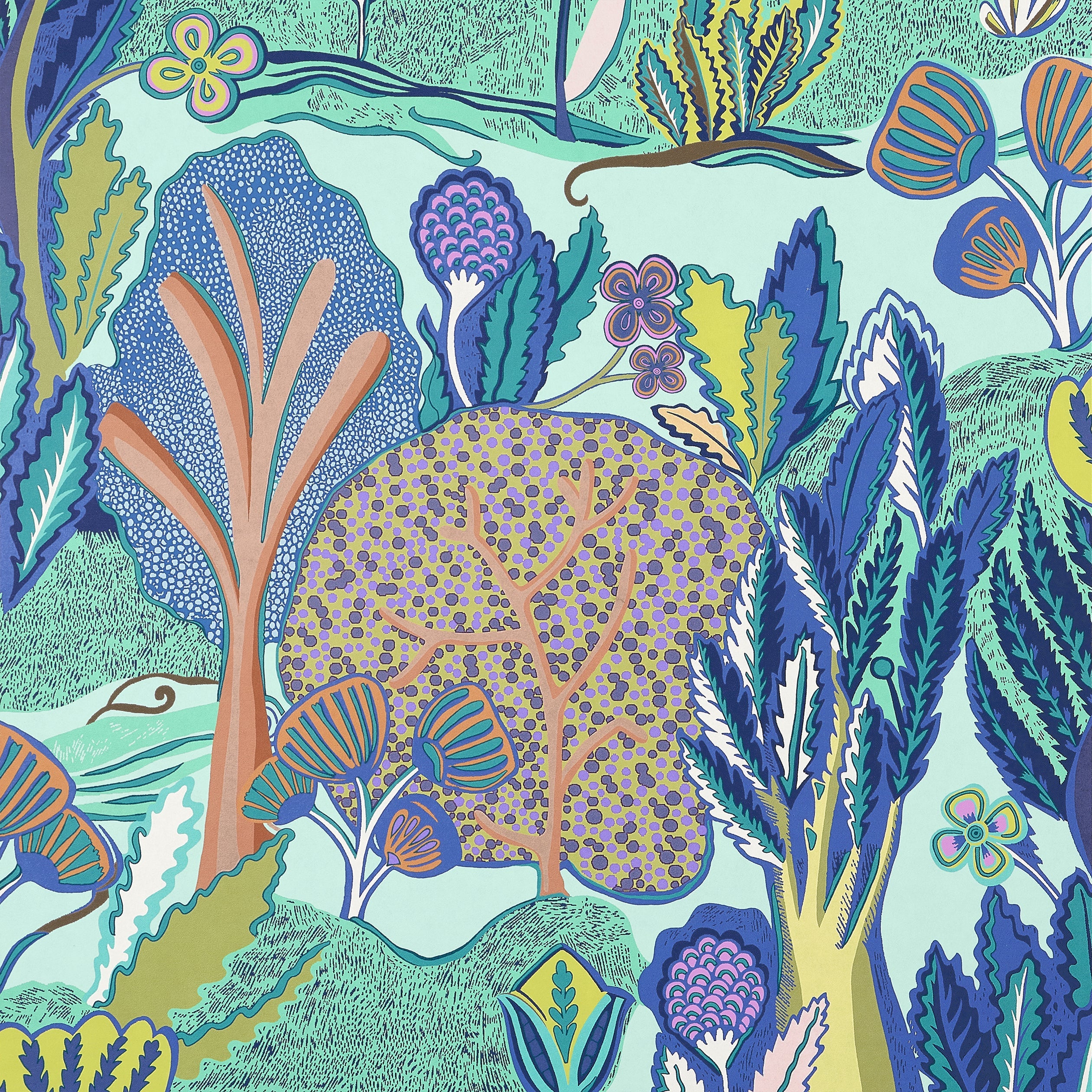 Albero wallpaper in seaglass color - pattern number T45011 - by Thibaut in the Wanderlust collection