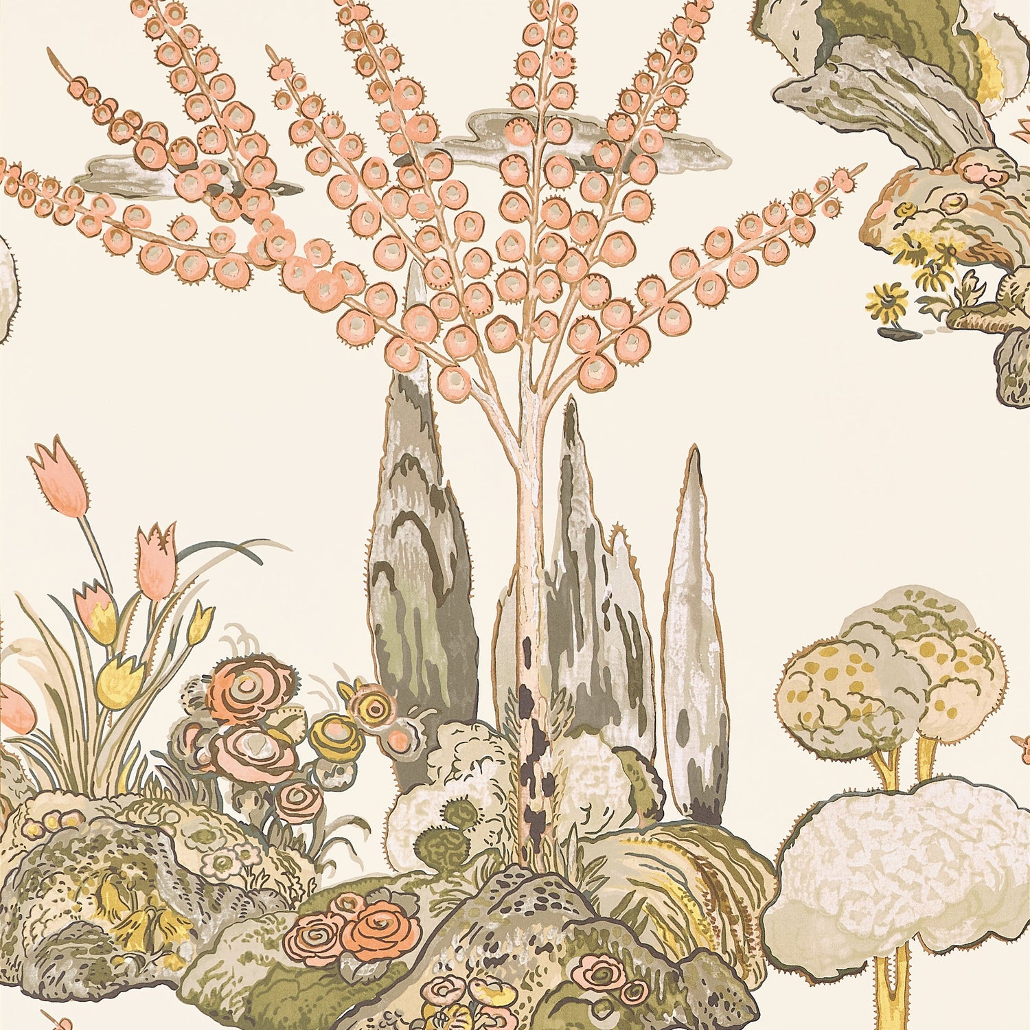 Orleans wallpaper in apricot and ginger color - pattern number T45026 - by Thibaut in the Wanderlust collection