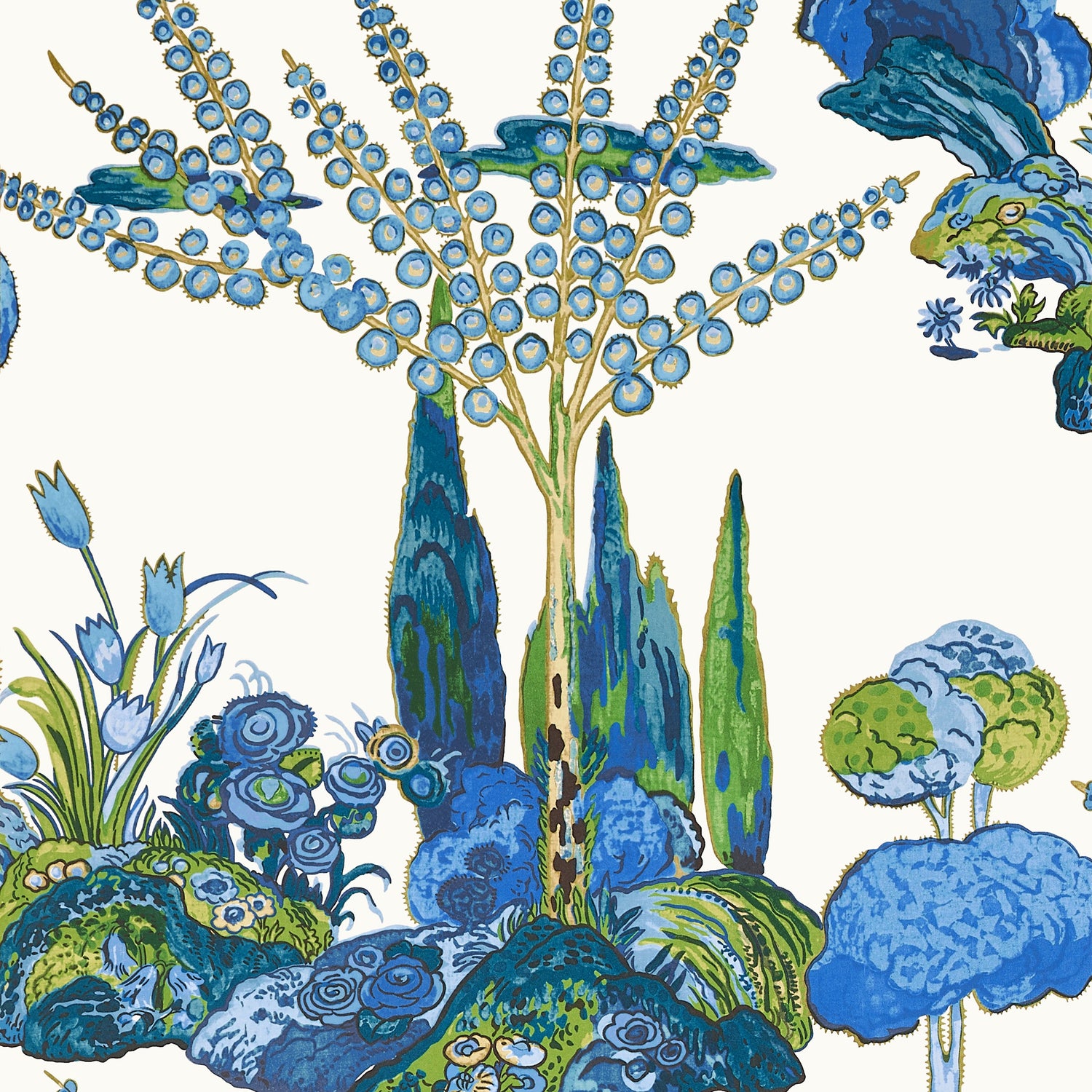 Orleans wallpaper in blue and green color - pattern number T45028 - by Thibaut in the Wanderlust collection