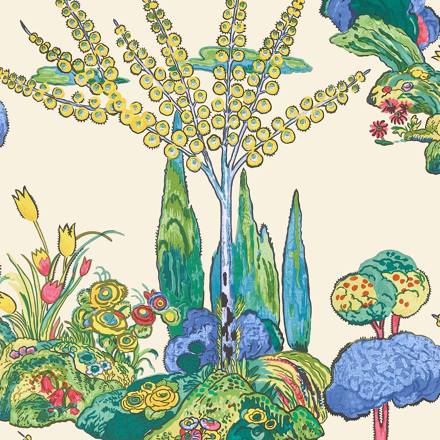 Orleans wallpaper in yellow and red color - pattern number T45029 - by Thibaut in the Wanderlust collection