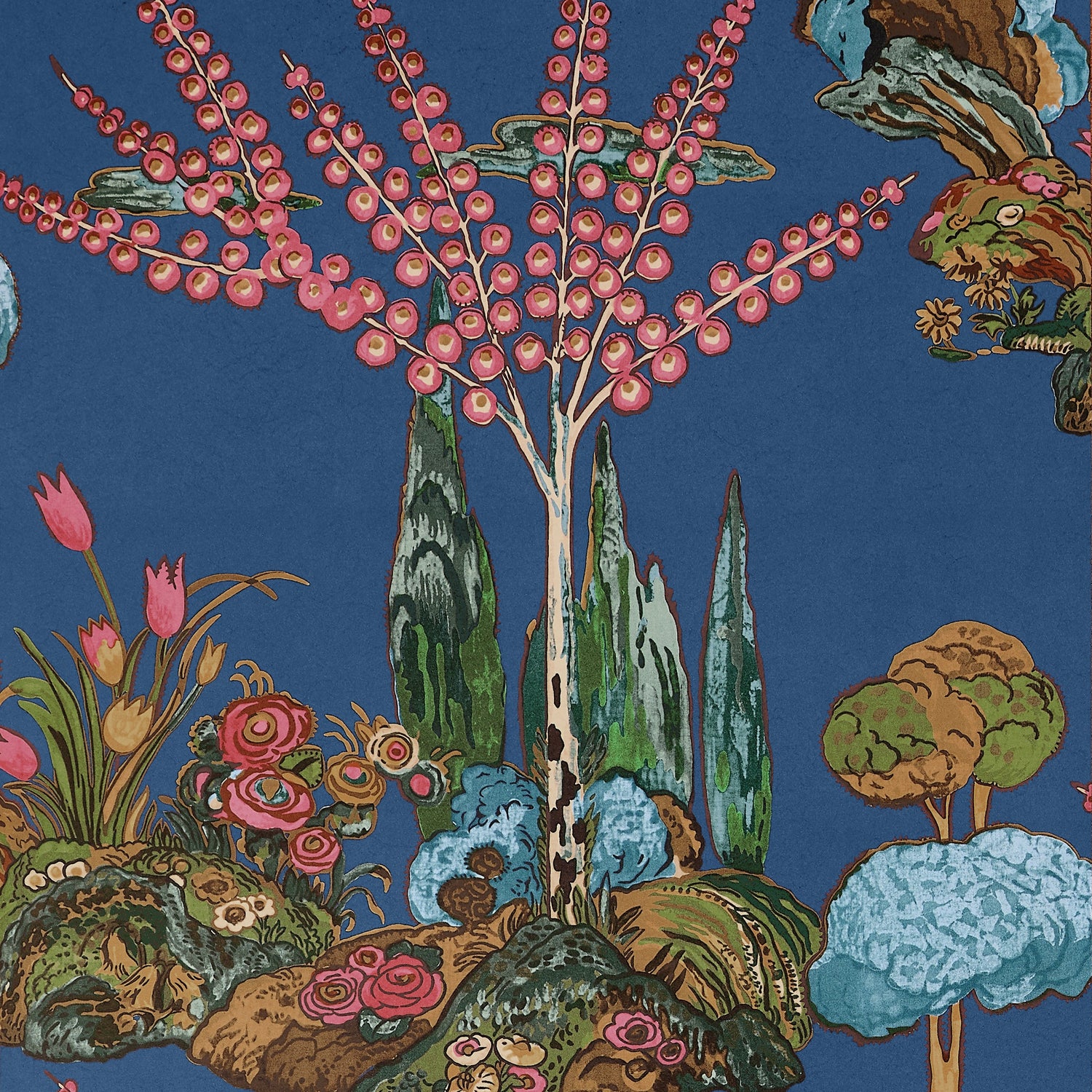 Orleans wallpaper in navy color - pattern number T45031 - by Thibaut in the Wanderlust collection