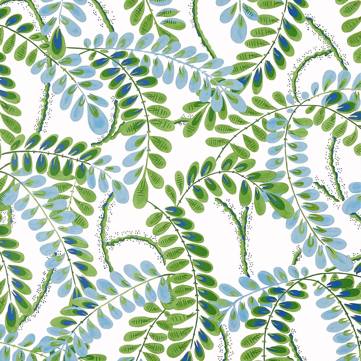 Augusta wallpaper in blue and green color - pattern number T45038 - by Thibaut in the Wanderlust collection