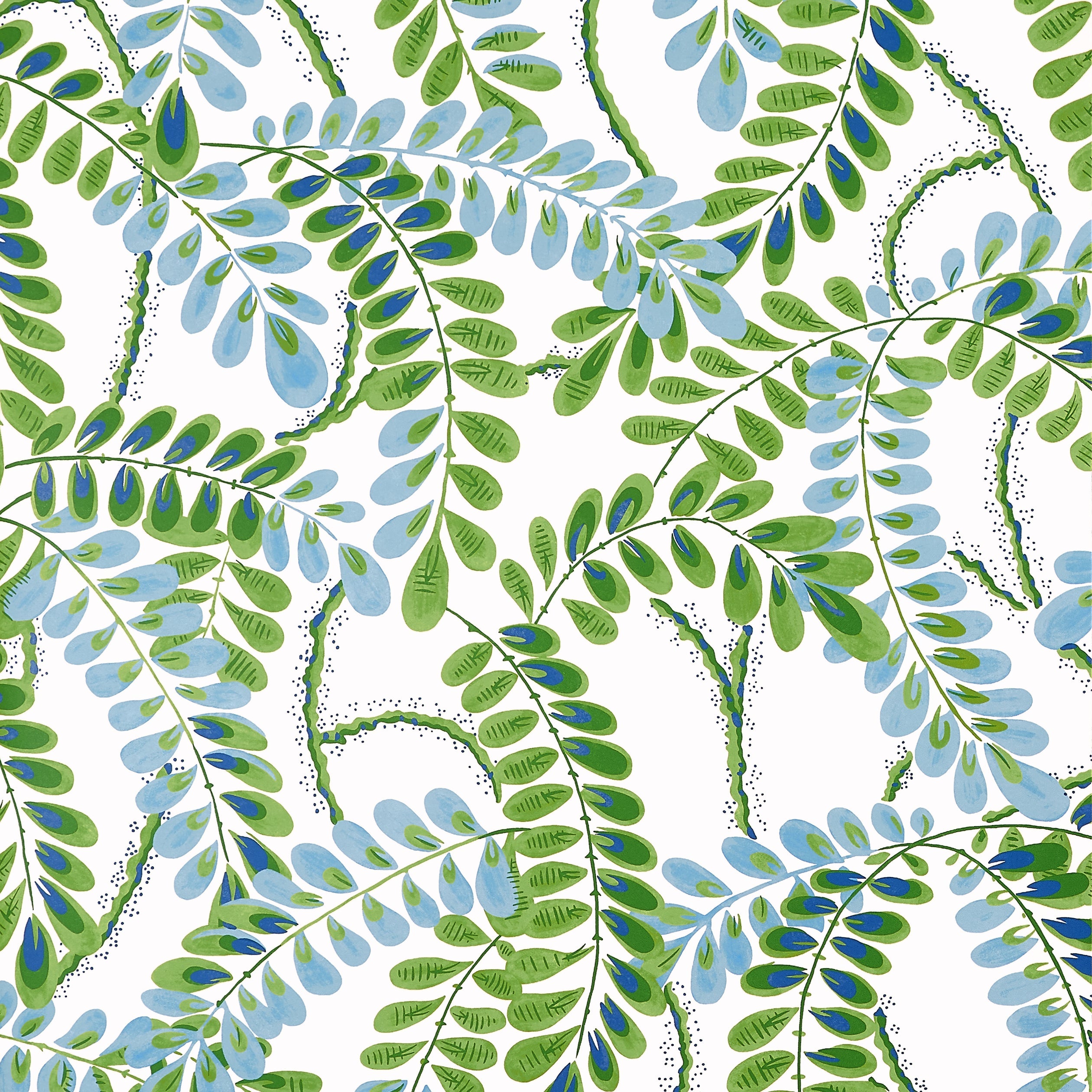 Augusta wallpaper in blue and green color - pattern number T45038 - by Thibaut in the Wanderlust collection