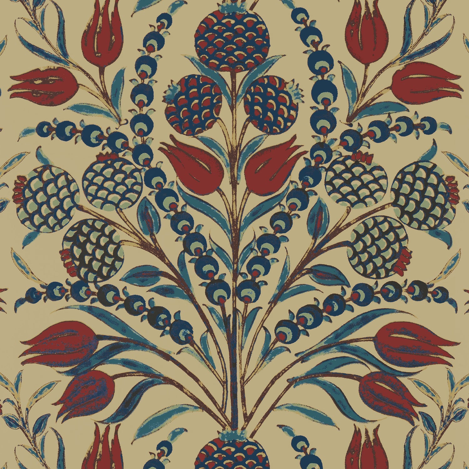 Corneila fabric in red and teal color - pattern number T72601 - by Thibaut in the Chestnut Hill collection
