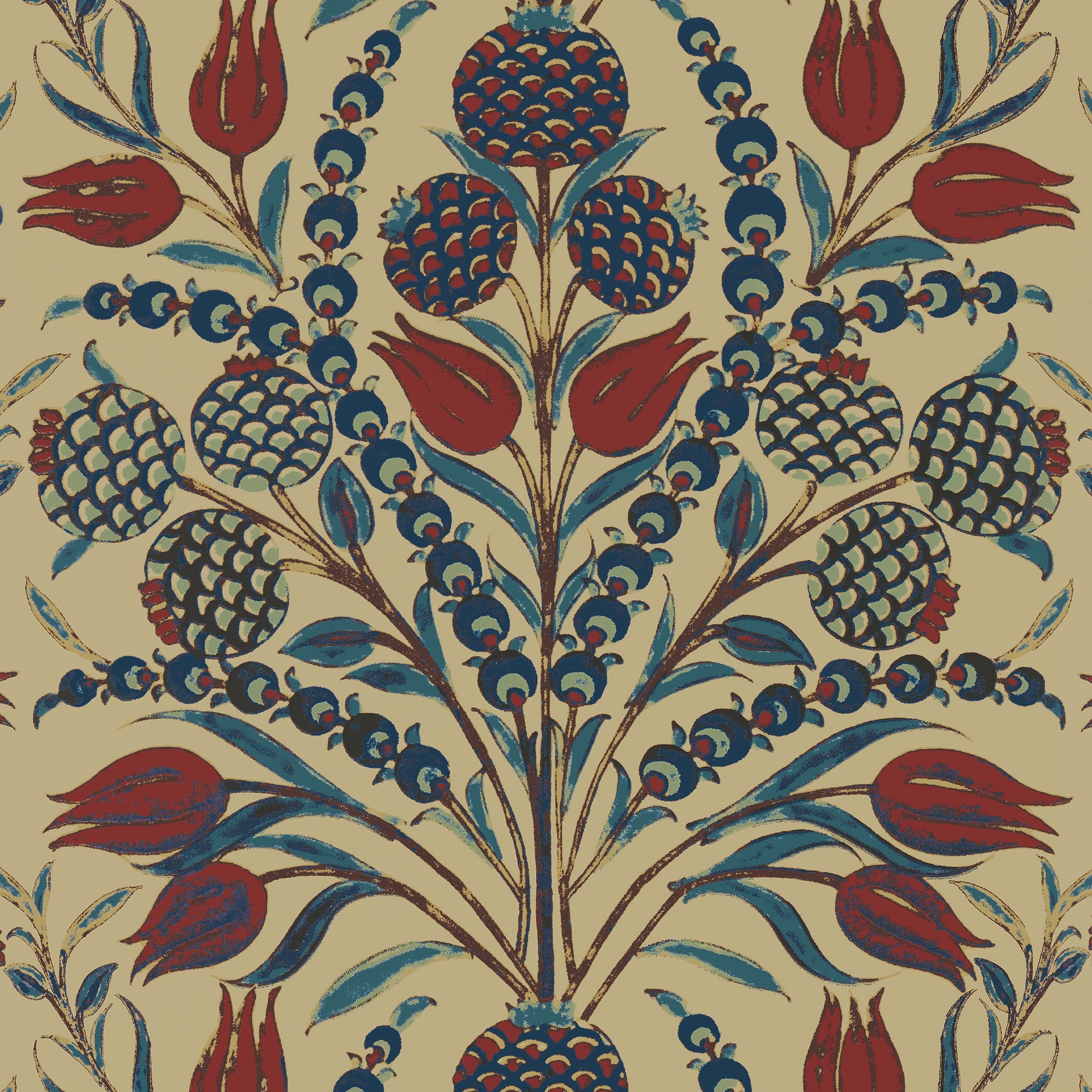 Corneila fabric in red and teal color - pattern number T72601 - by Thibaut in the Chestnut Hill collection