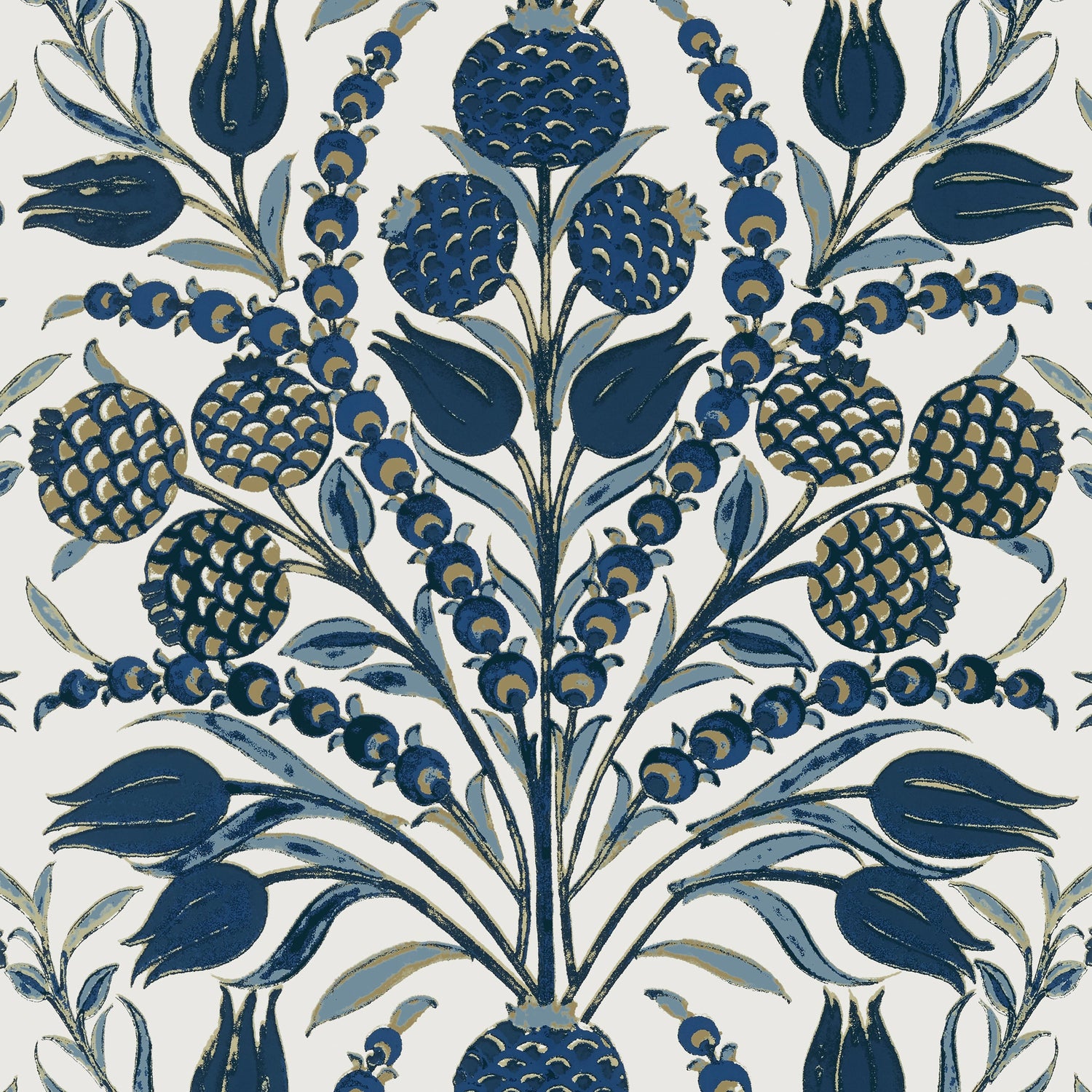 Corneila fabric in navy color - pattern number T72603 - by Thibaut in the Chestnut Hill collection
