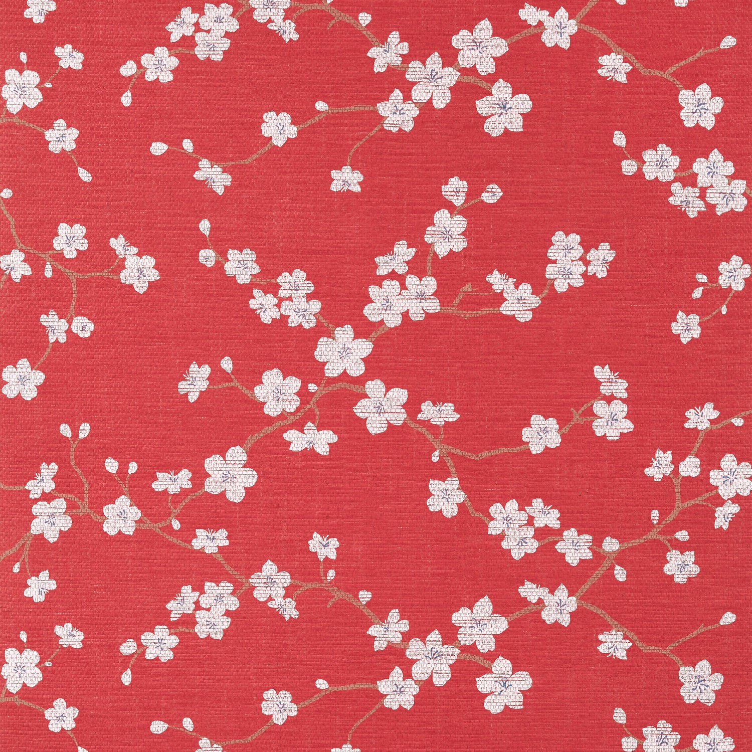 Sakura fabric in red color - pattern number T75513 - by Thibaut in the Dynasty collection