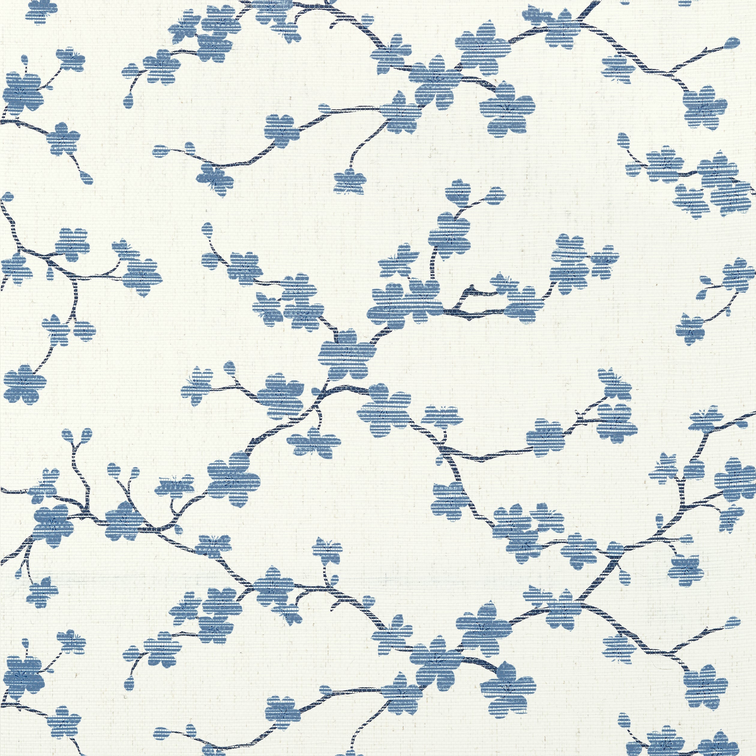 Sakura fabric in blue color - pattern number T75514 - by Thibaut in the Dynasty collection