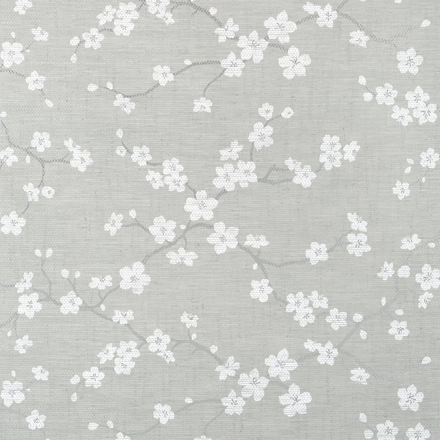 Sakura fabric in grey color - pattern number T75515 - by Thibaut in the Dynasty collection