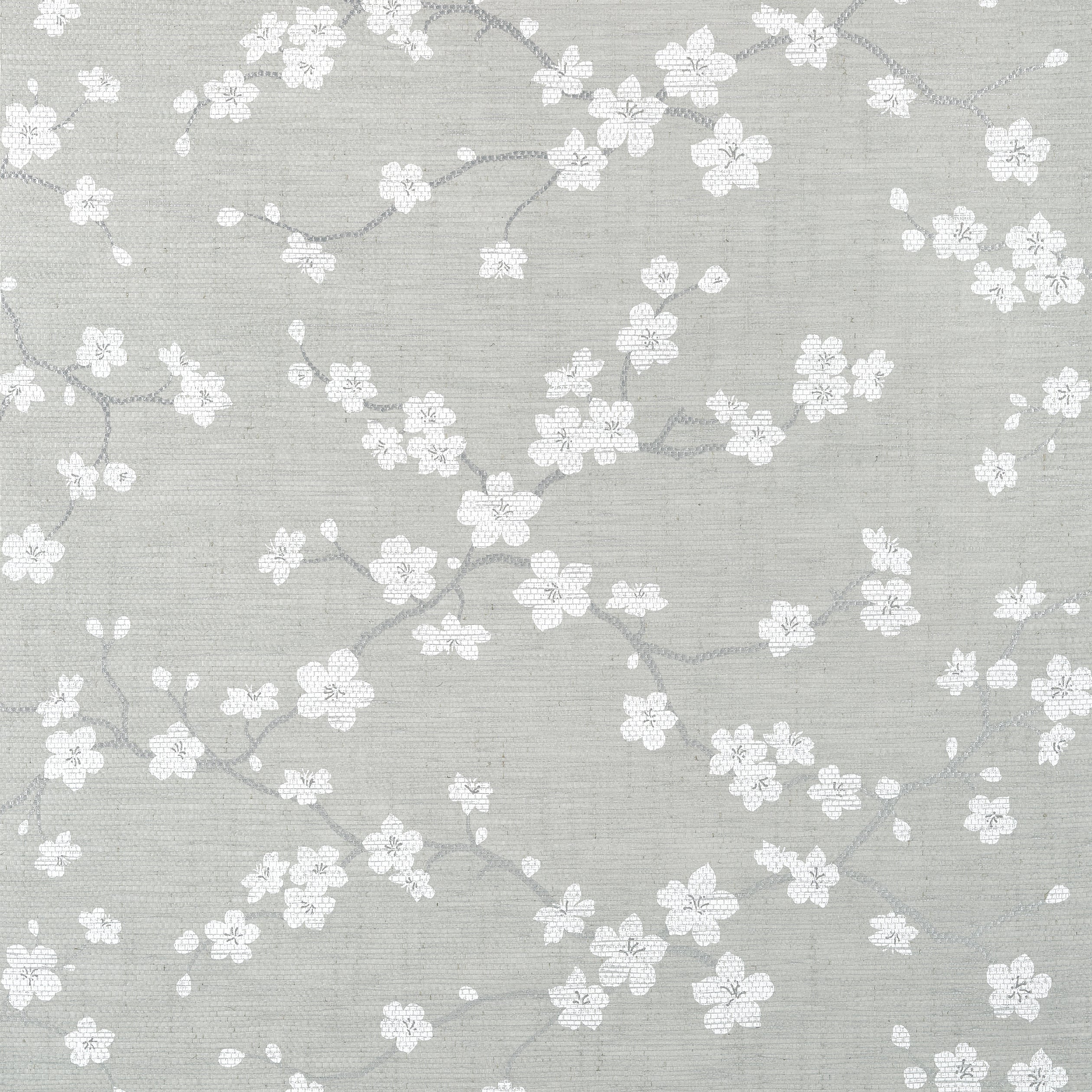 Sakura fabric in grey color - pattern number T75515 - by Thibaut in the Dynasty collection