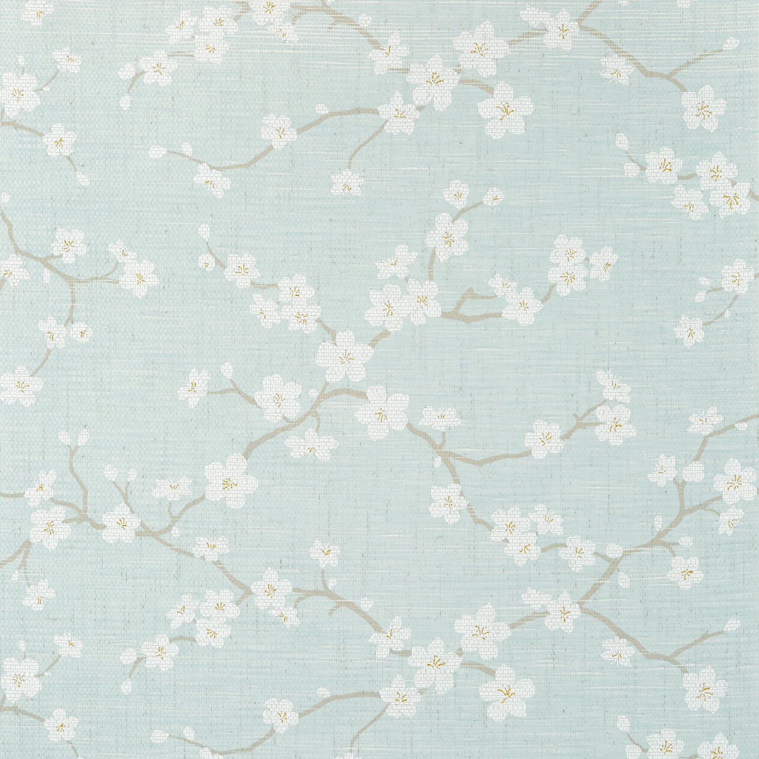 Sakura fabric in aqua color - pattern number T75516 - by Thibaut in the Dynasty collection