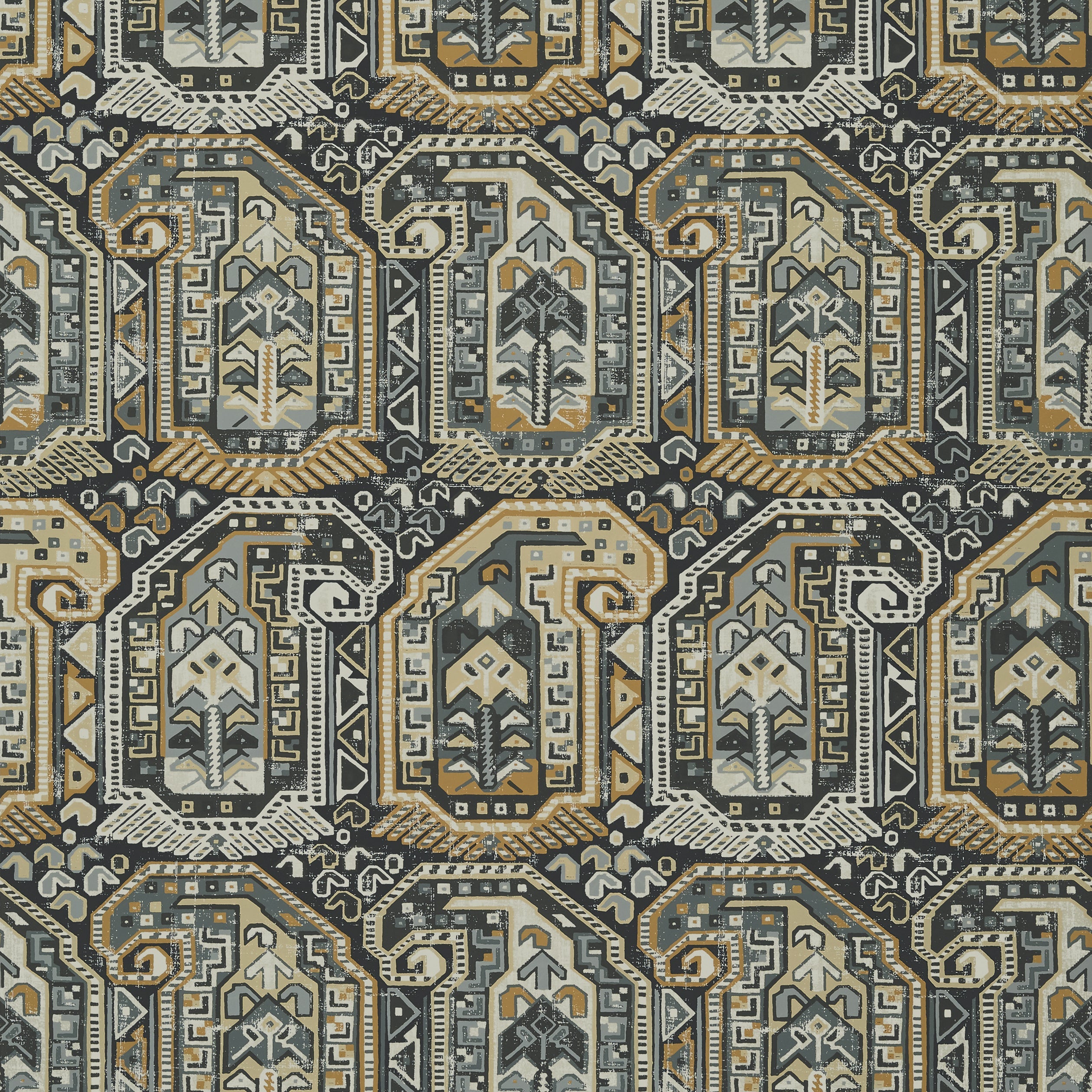 Gleniffer wallpaper in black and grey color - pattern number T85021 - by Thibaut in the Greenwood collection