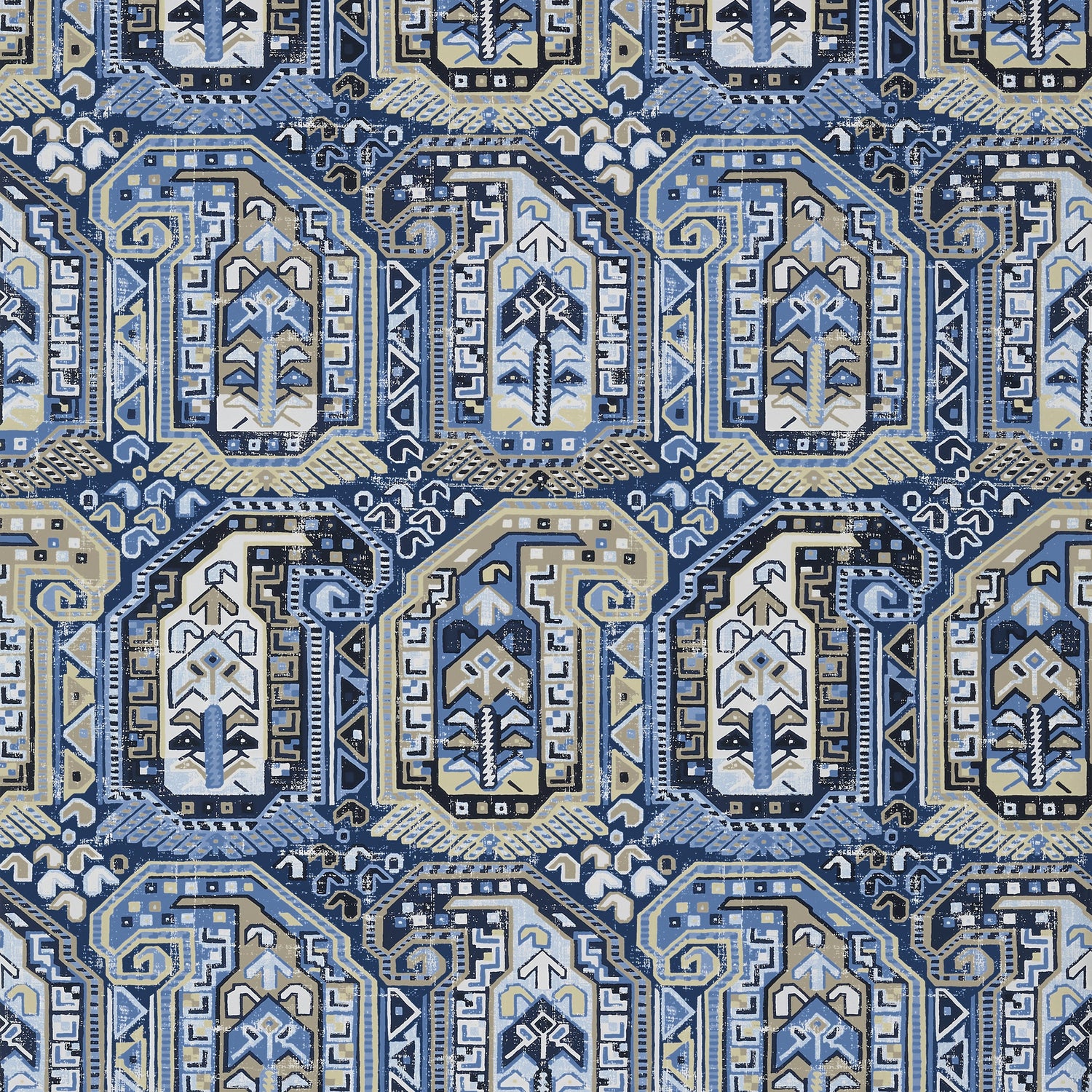 Gleniffer wallpaper in blue and beige color - pattern number T85022 - by Thibaut in the Greenwood collection