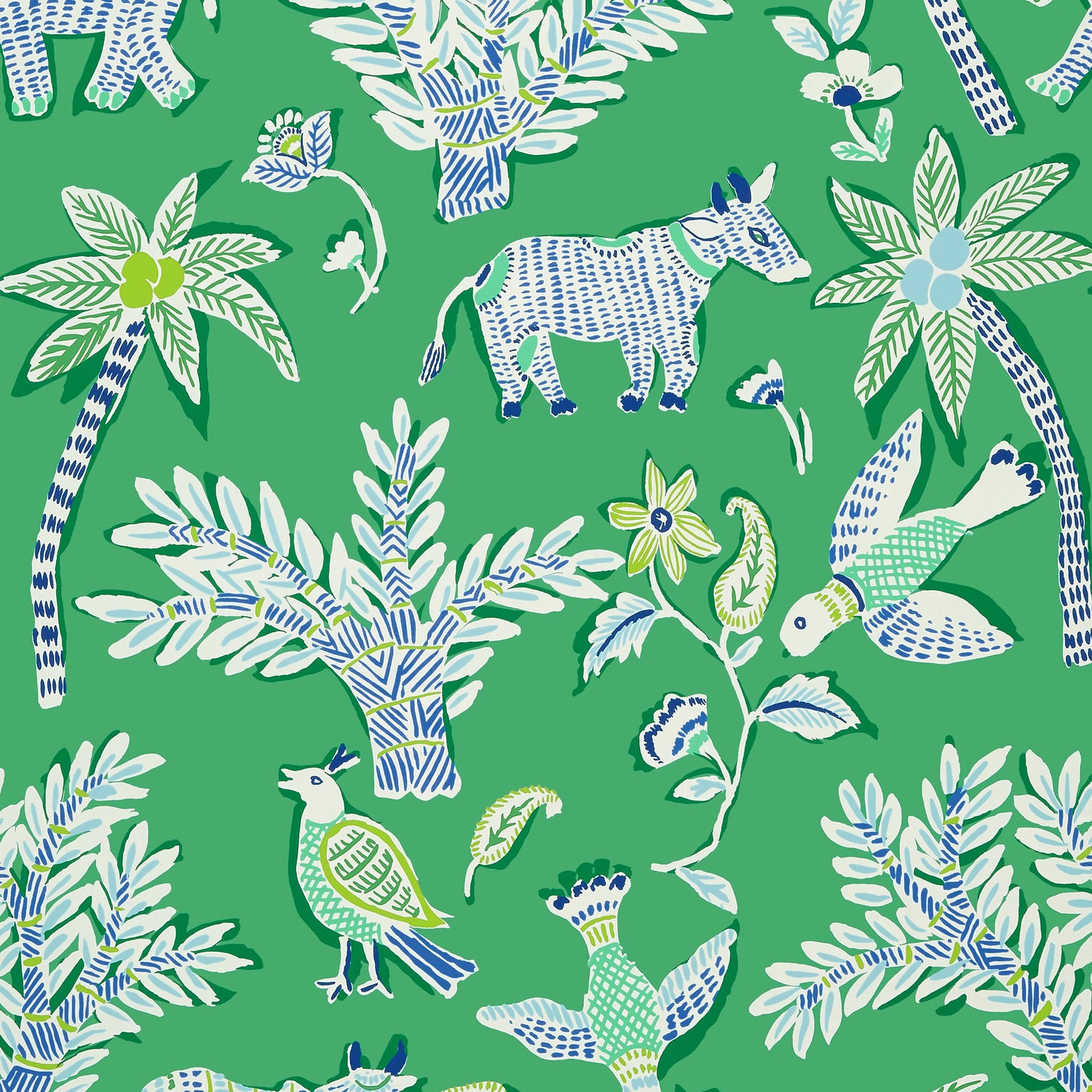 Goa wallpaper in green color - pattern number T88721 - by Thibaut in the Trade Routes collection