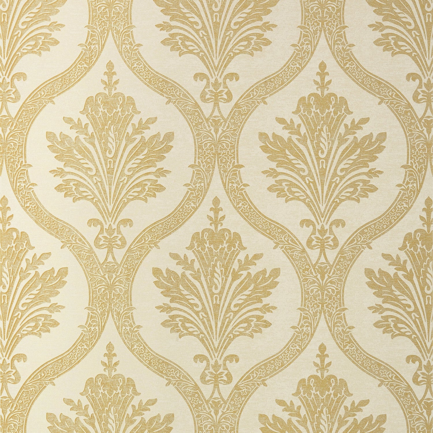 Clessidra fabric in metallic gold on cream color - pattern number T89159 - by Thibaut in the Damask Resource Volume 4 collection