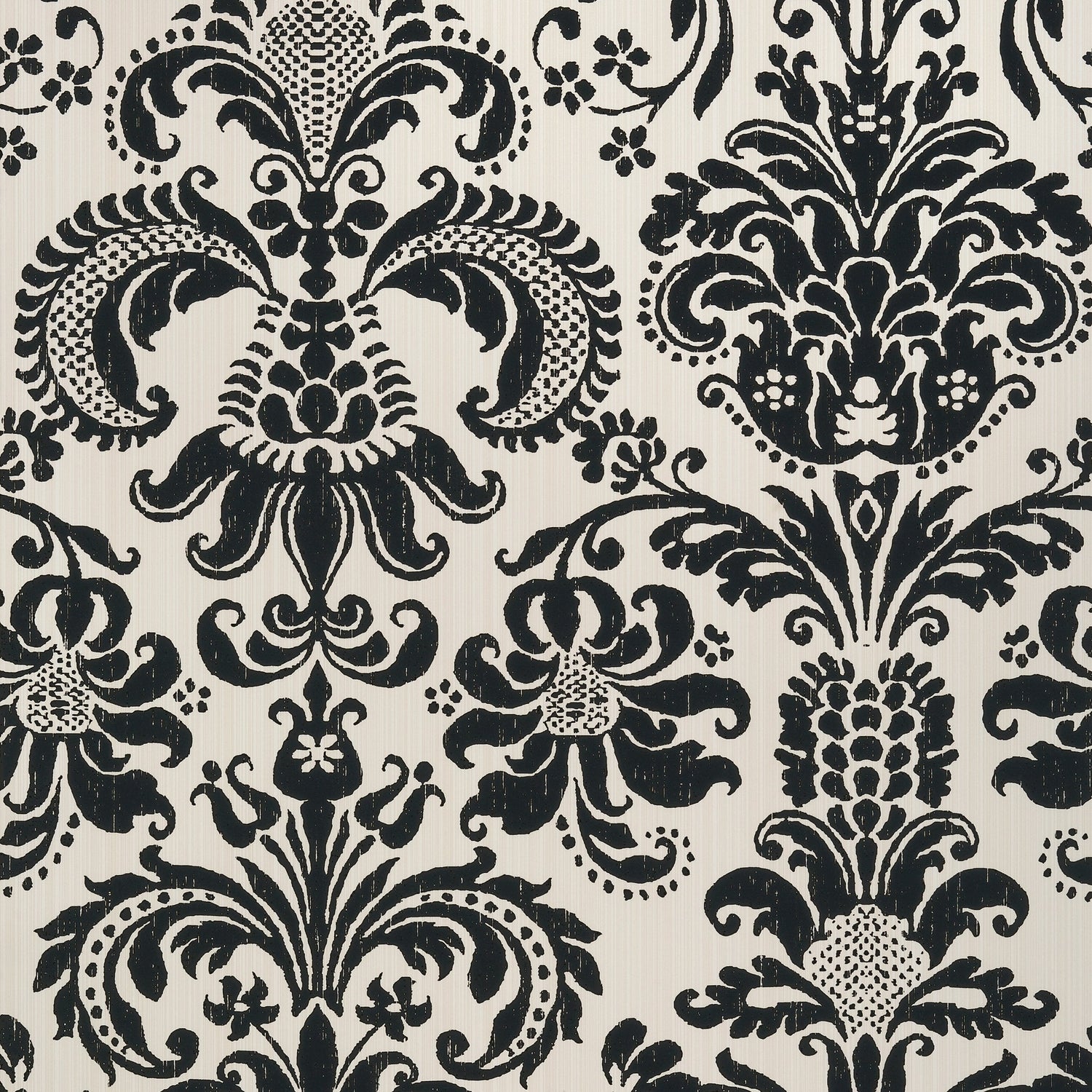 Ashley Damask fabric in black on cream color - pattern number T89167 - by Thibaut in the Damask Resource Volume 4 collection