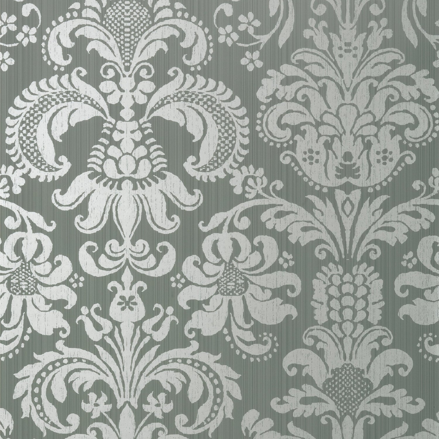 Ashley Damask fabric in silver on gray color - pattern number T89171 - by Thibaut in the Damask Resource Volume 4 collection