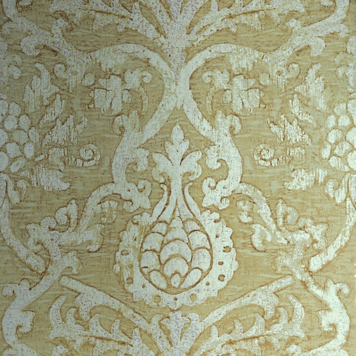 Pravata Damask fabric in champagne on foil color - pattern number T89178 - by Thibaut in the Damask Resource Volume 4 collection