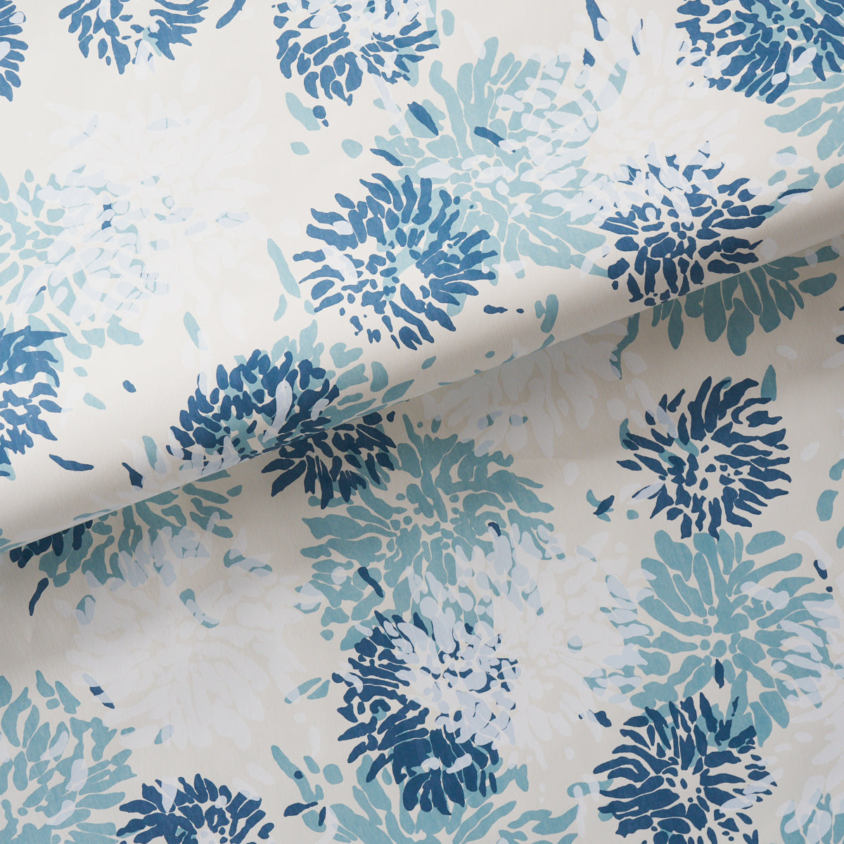 Chrysanthemum By Tillett Wallpaper in blues color - pattern number TL800001 - by Schumacher in the Tillett collection