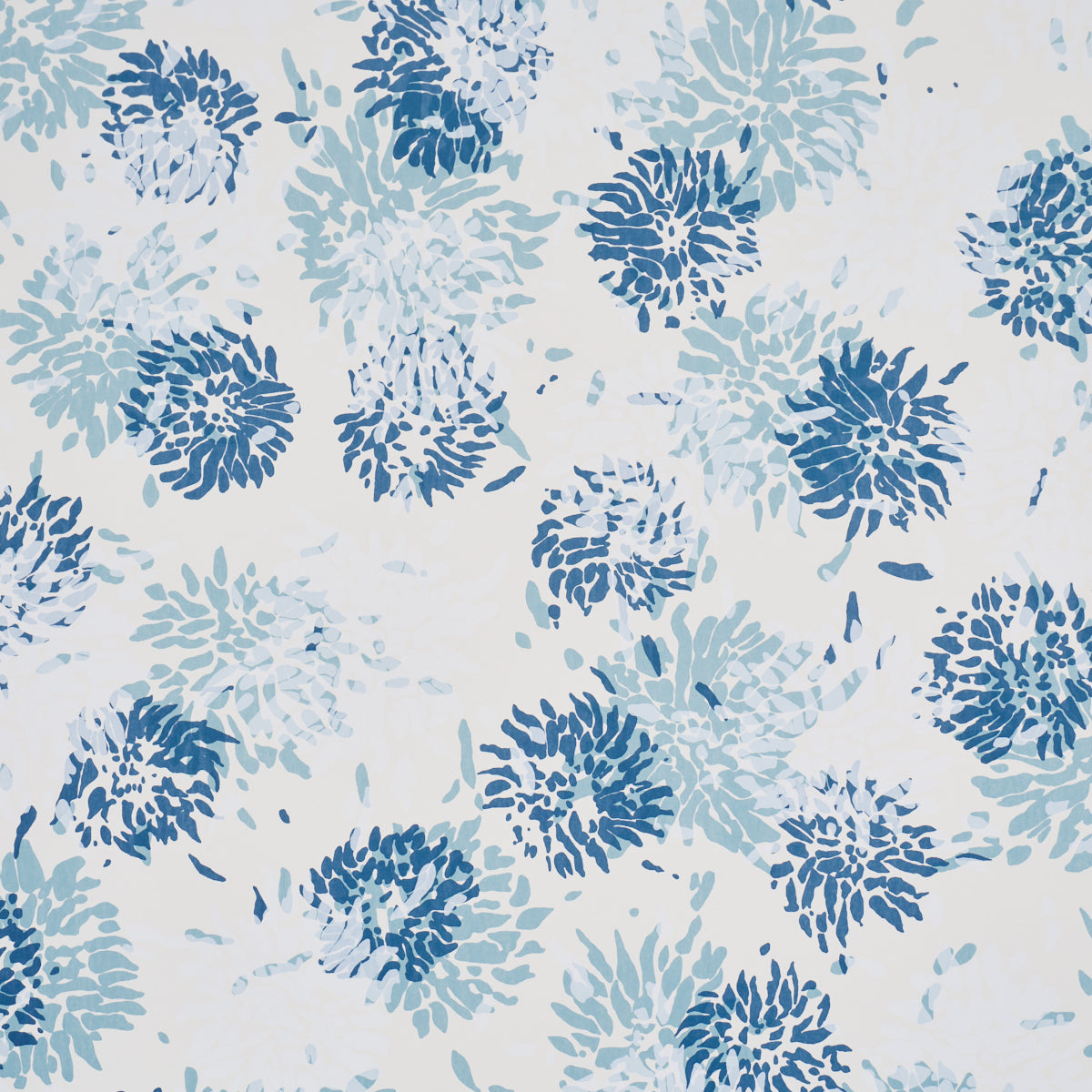 Chrysanthemum By Tillett Wallpaper in blues color - pattern number TL800001 - by Schumacher in the Tillett collection