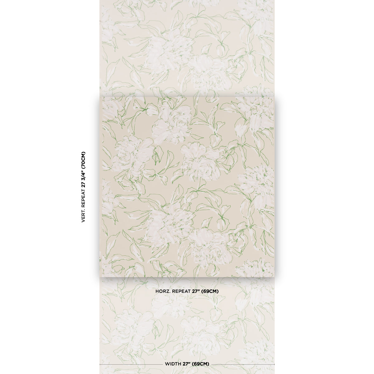 Peony Silhouette Wallpaper in leaf color - pattern number TL800010 - by Schumacher in the Tillett collection