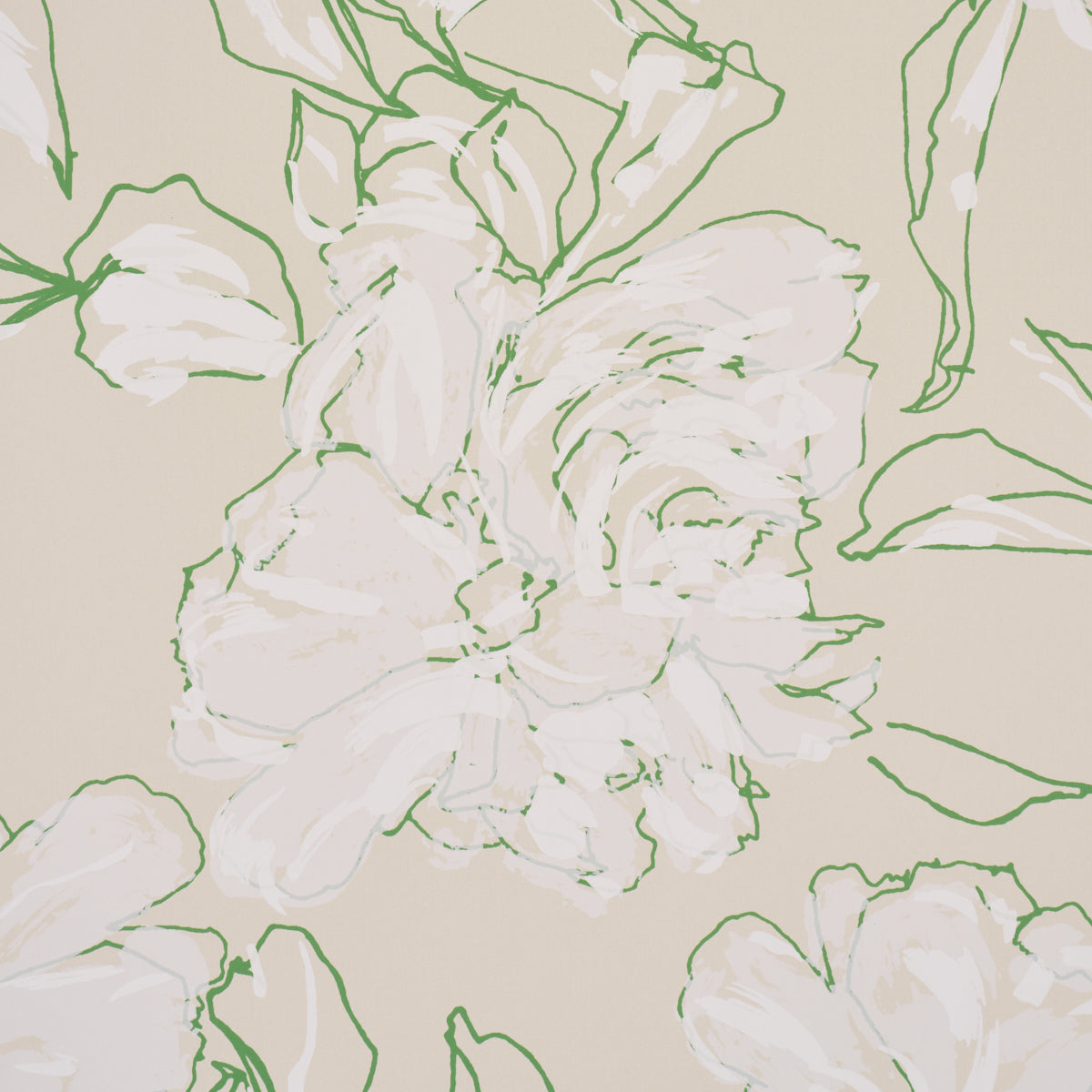 Peony Silhouette Wallpaper in leaf color - pattern number TL800010 - by Schumacher in the Tillett collection