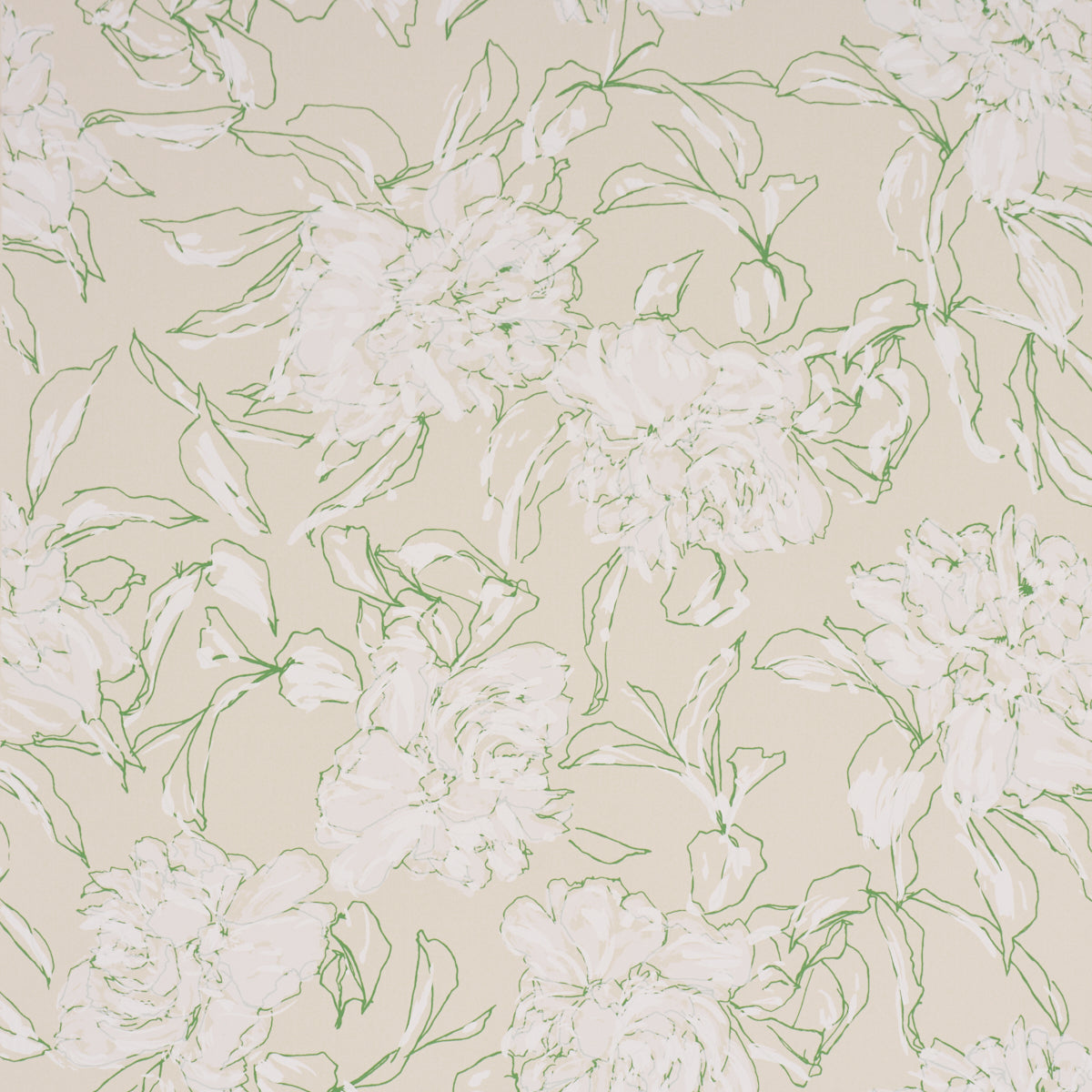 Peony Silhouette Wallpaper in leaf color - pattern number TL800010 - by Schumacher in the Tillett collection