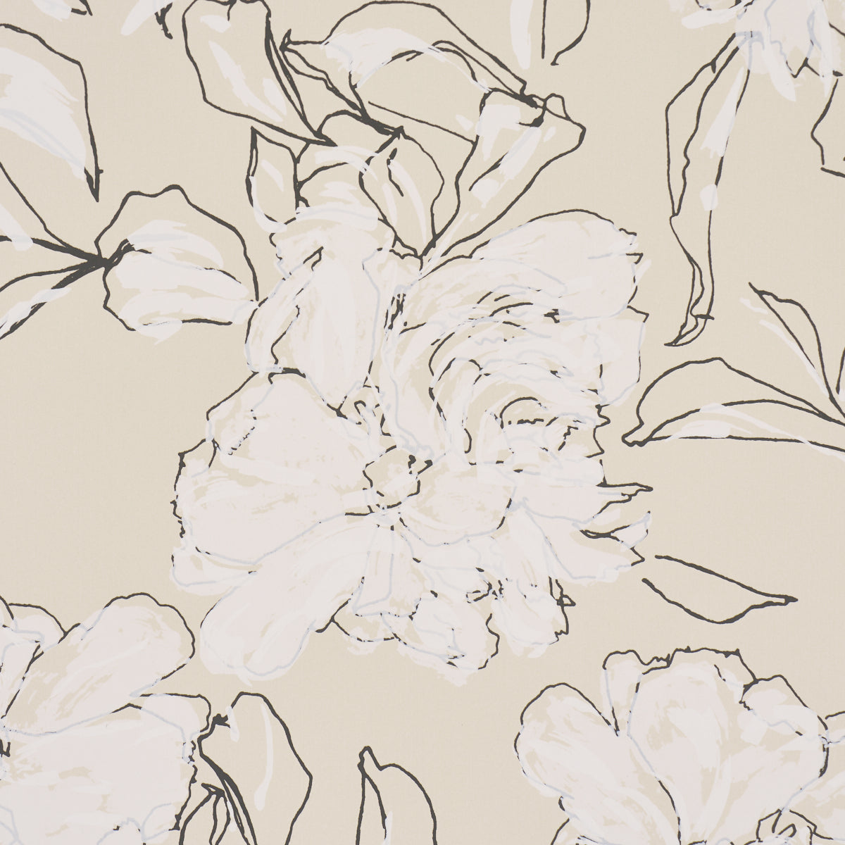 Peony Silhouette Wallpaper in graphite color - pattern number TL800011 - by Schumacher in the Tillett collection
