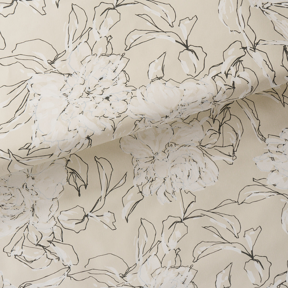 Peony Silhouette Wallpaper in graphite color - pattern number TL800011 - by Schumacher in the Tillett collection