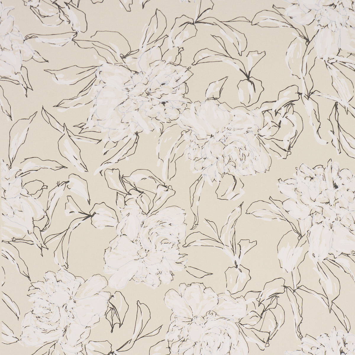 Peony Silhouette Wallpaper in graphite color - pattern number TL800011 - by Schumacher in the Tillett collection