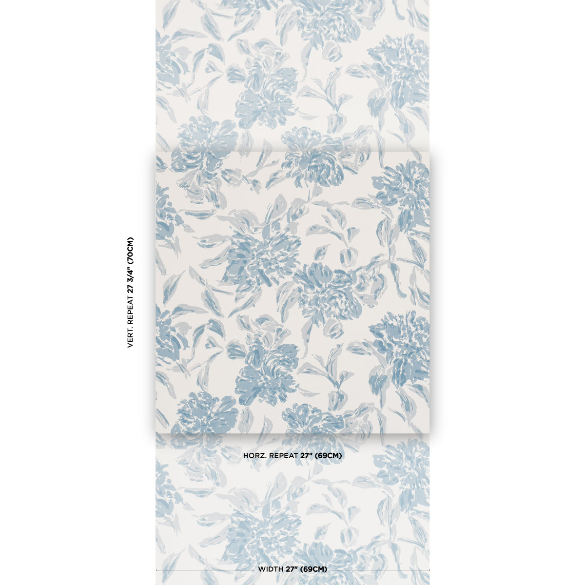 Peony Wallpaper in chambray color - pattern number TL800021 - by Schumacher in the Tillett collection