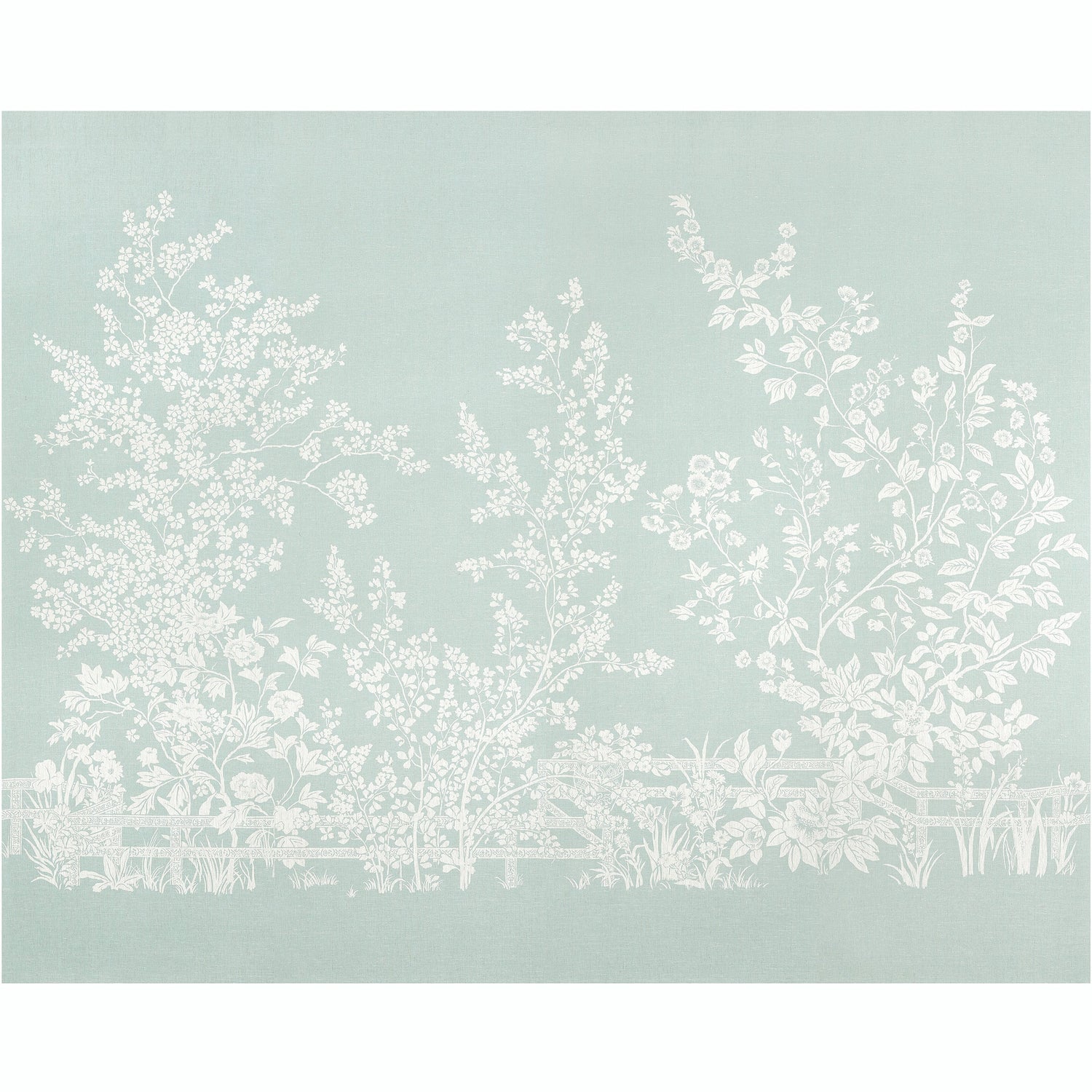 Villa Garden mural in robins egg color - pattern number TM10854 - by Thibaut in the Heritage by Thibaut collection