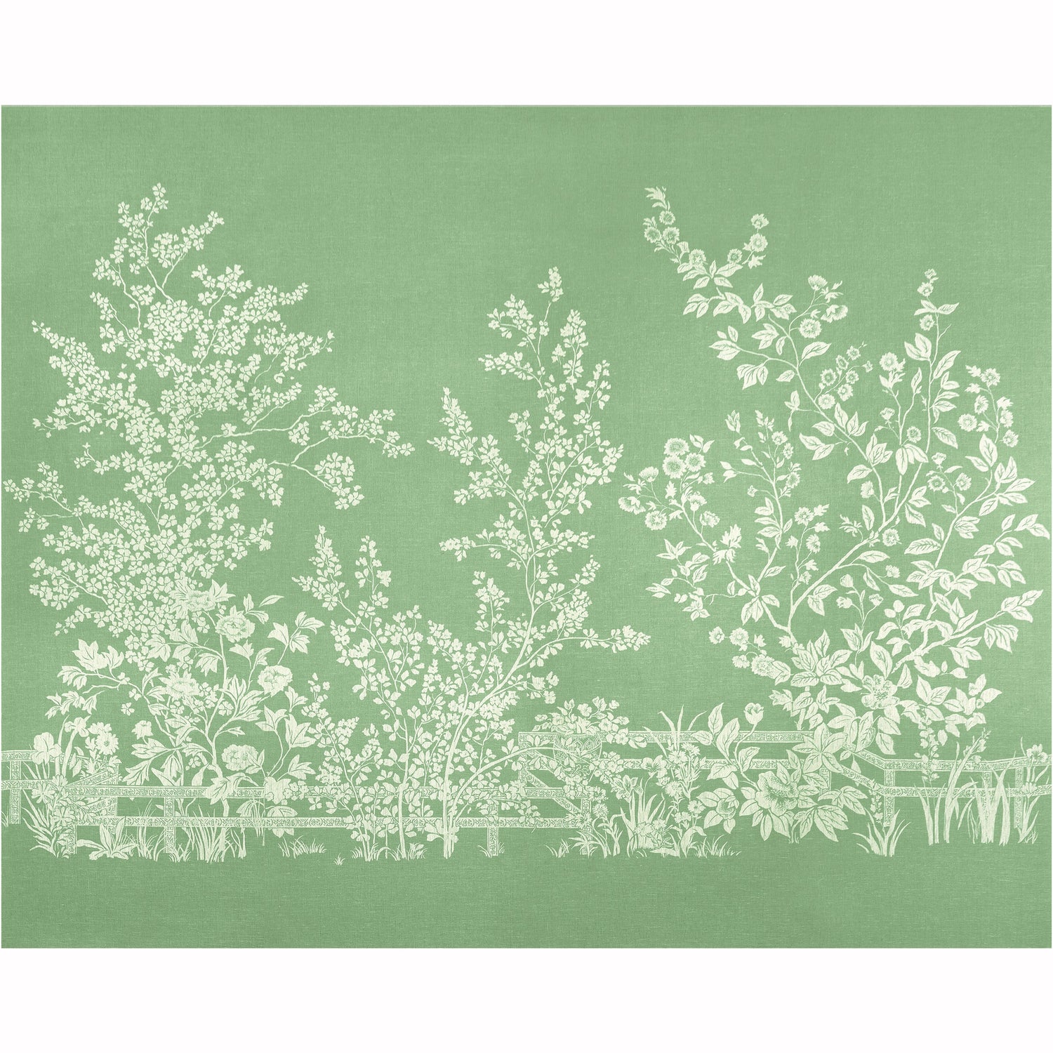 Villa Garden mural in green color - pattern number TM10855 - by Thibaut in the Heritage by Thibaut collection