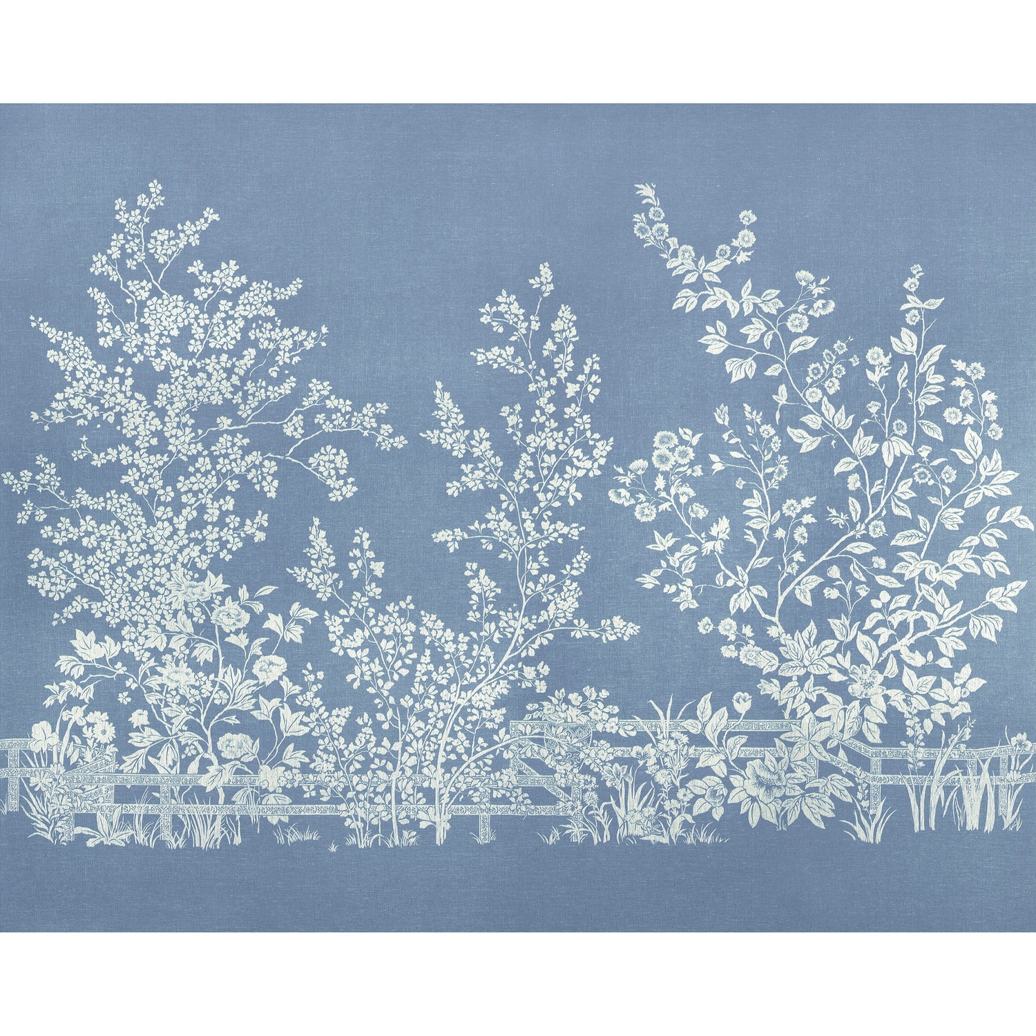 Villa Garden mural in navy 4 panel mural color - pattern number TM10856 - by Thibaut in the Heritage by Thibaut collection