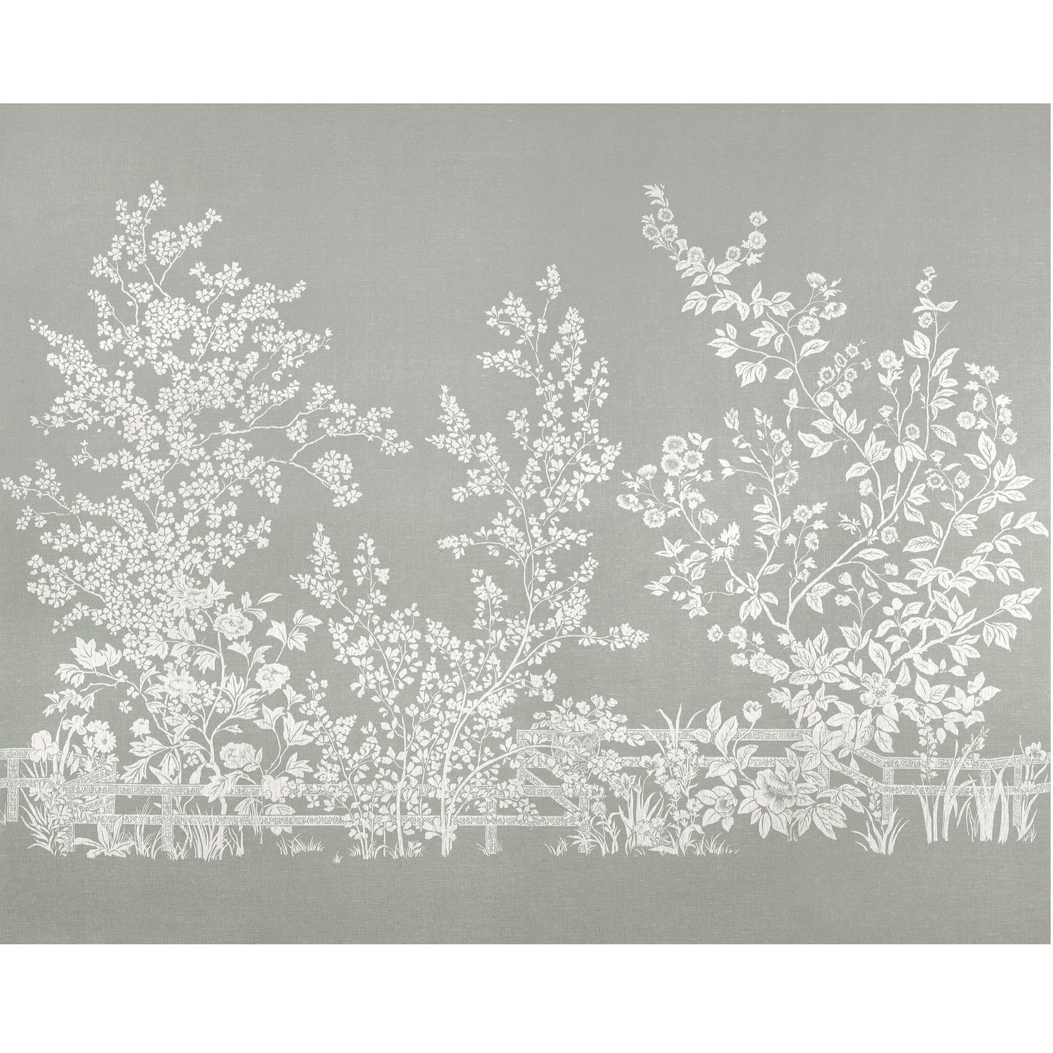 Villa Garden mural in charcoal color - pattern number TM10857 - by Thibaut in the Heritage by Thibaut collection