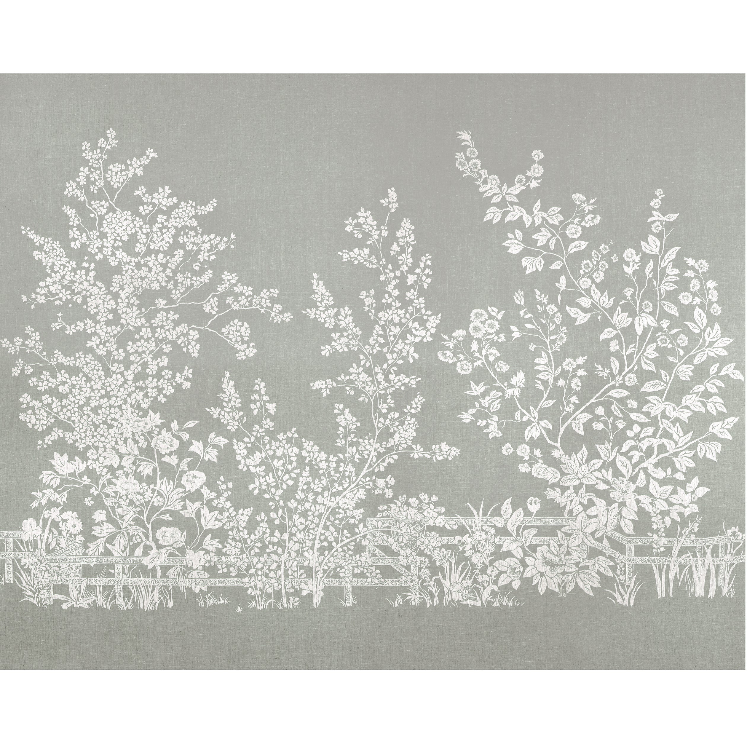 Villa Garden mural in charcoal color - pattern number TM10857 - by Thibaut in the Heritage by Thibaut collection