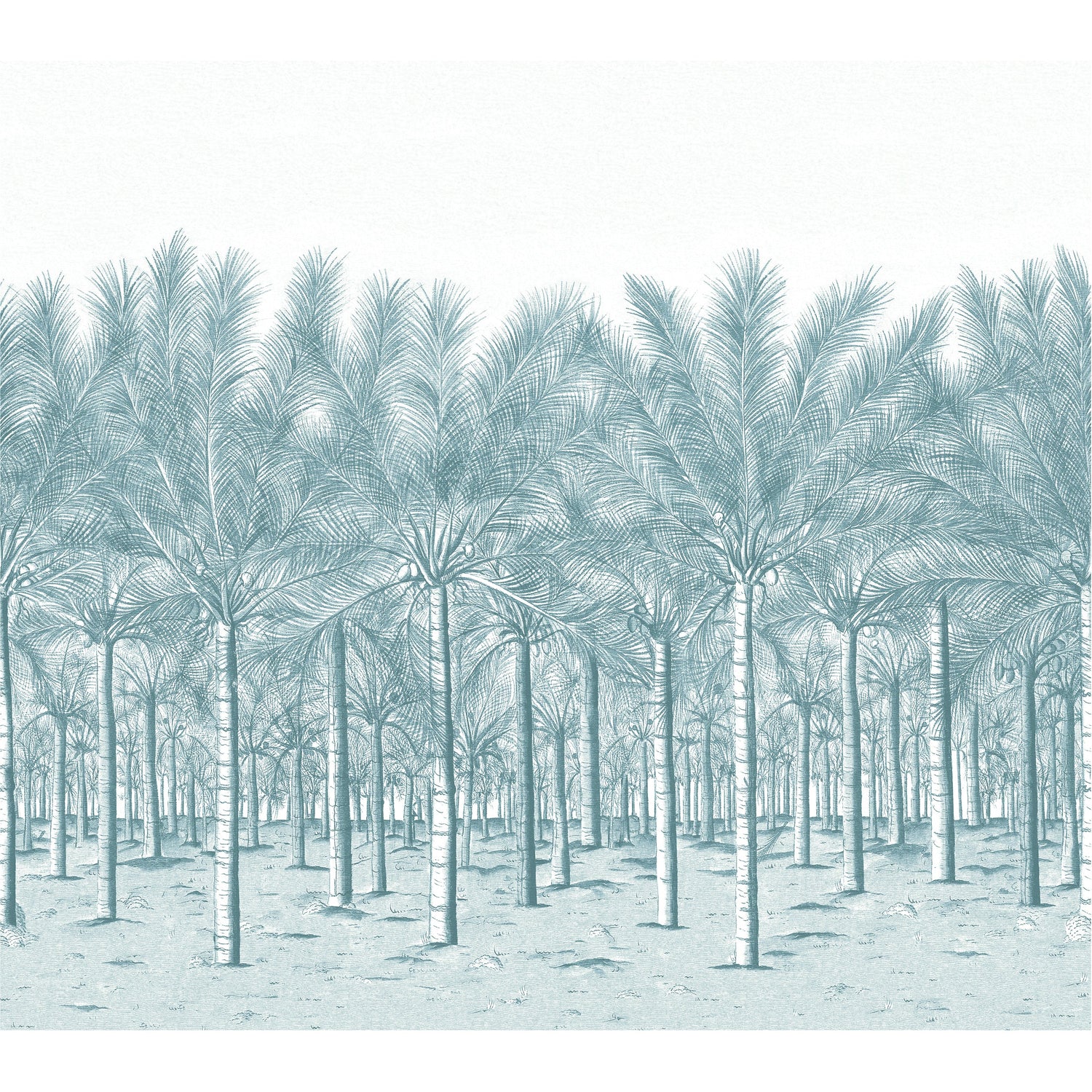 Palm Grove mural in spa blue color - pattern number TM13949 - by Thibaut in the Palm Grove collection