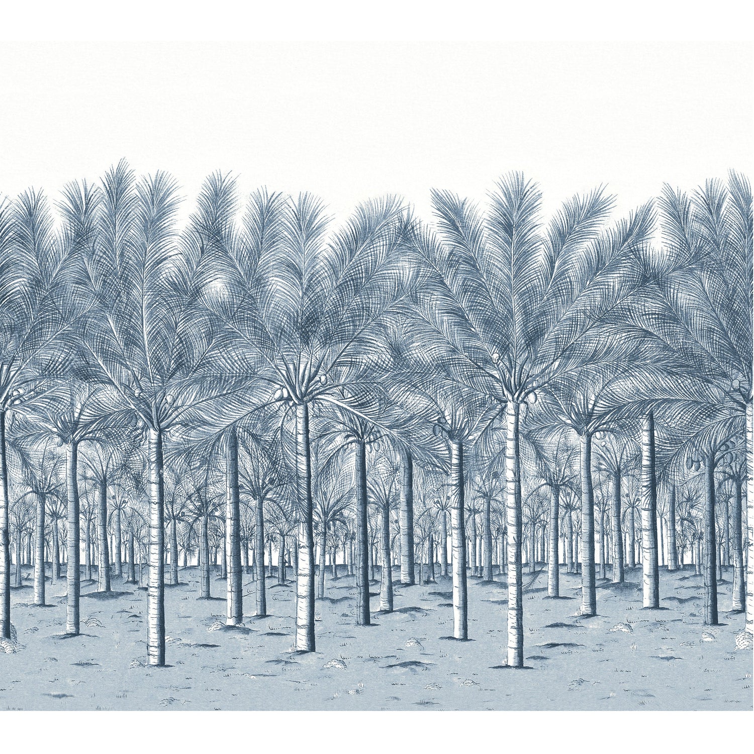 Palm Grove mural in navy color - pattern number TM13951 - by Thibaut in the Palm Grove collection
