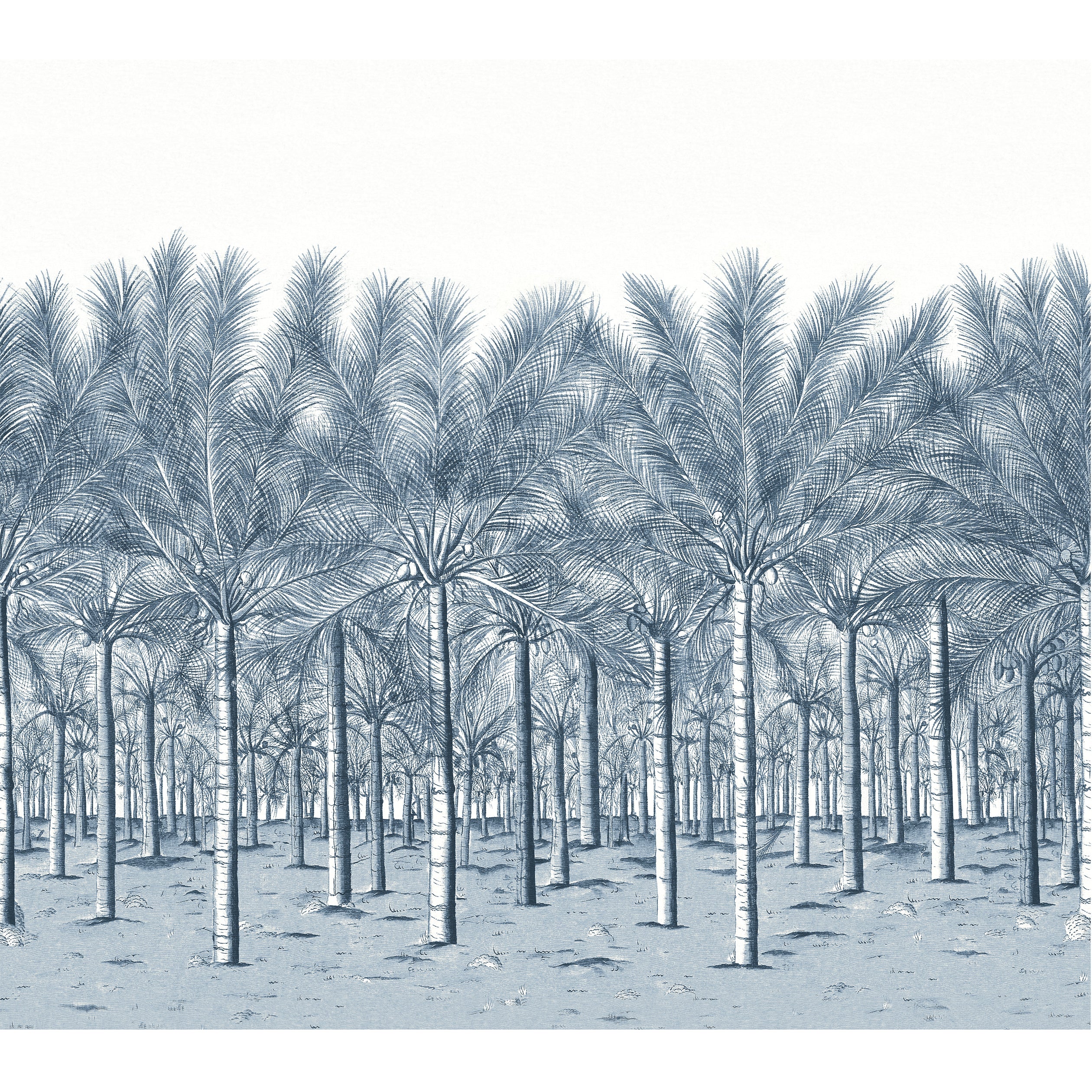 Palm Grove mural in navy color - pattern number TM13951 - by Thibaut in the Palm Grove collection