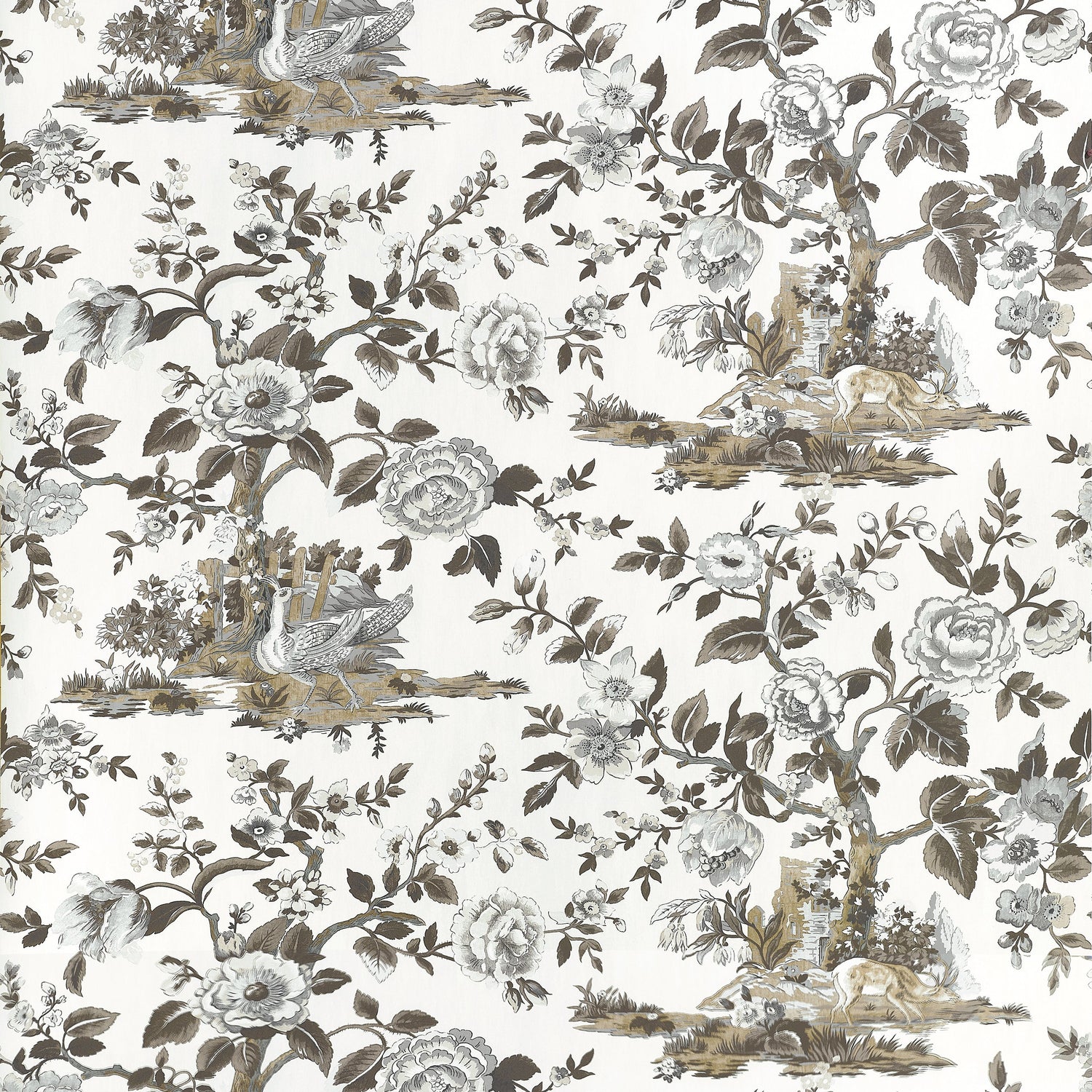 Forest Lodge wallpaper in brown and white color - pattern number TWW10540 - by Thibaut in the Boxwood collection