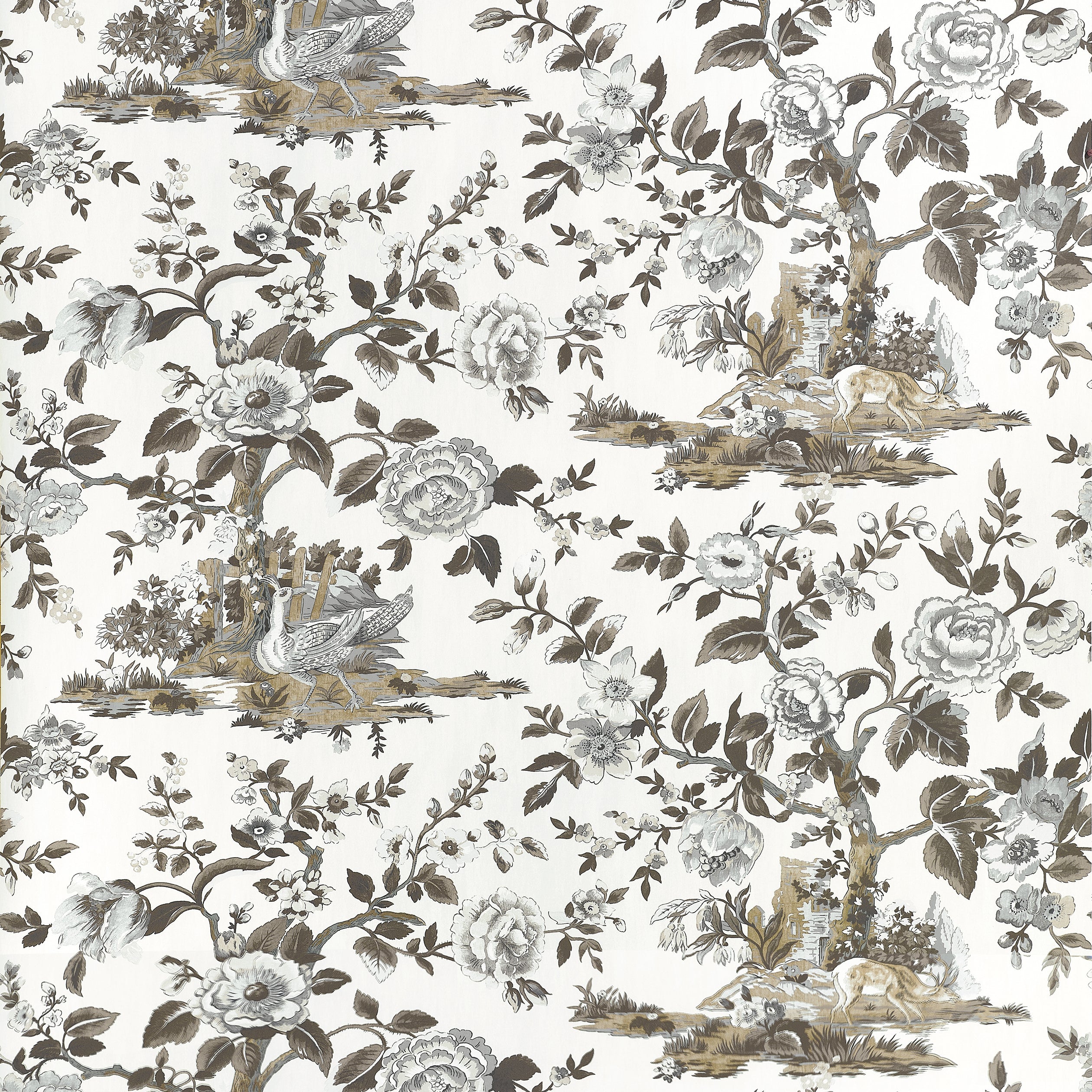 Forest Lodge wallpaper in brown and white color - pattern number TWW10540 - by Thibaut in the Boxwood collection