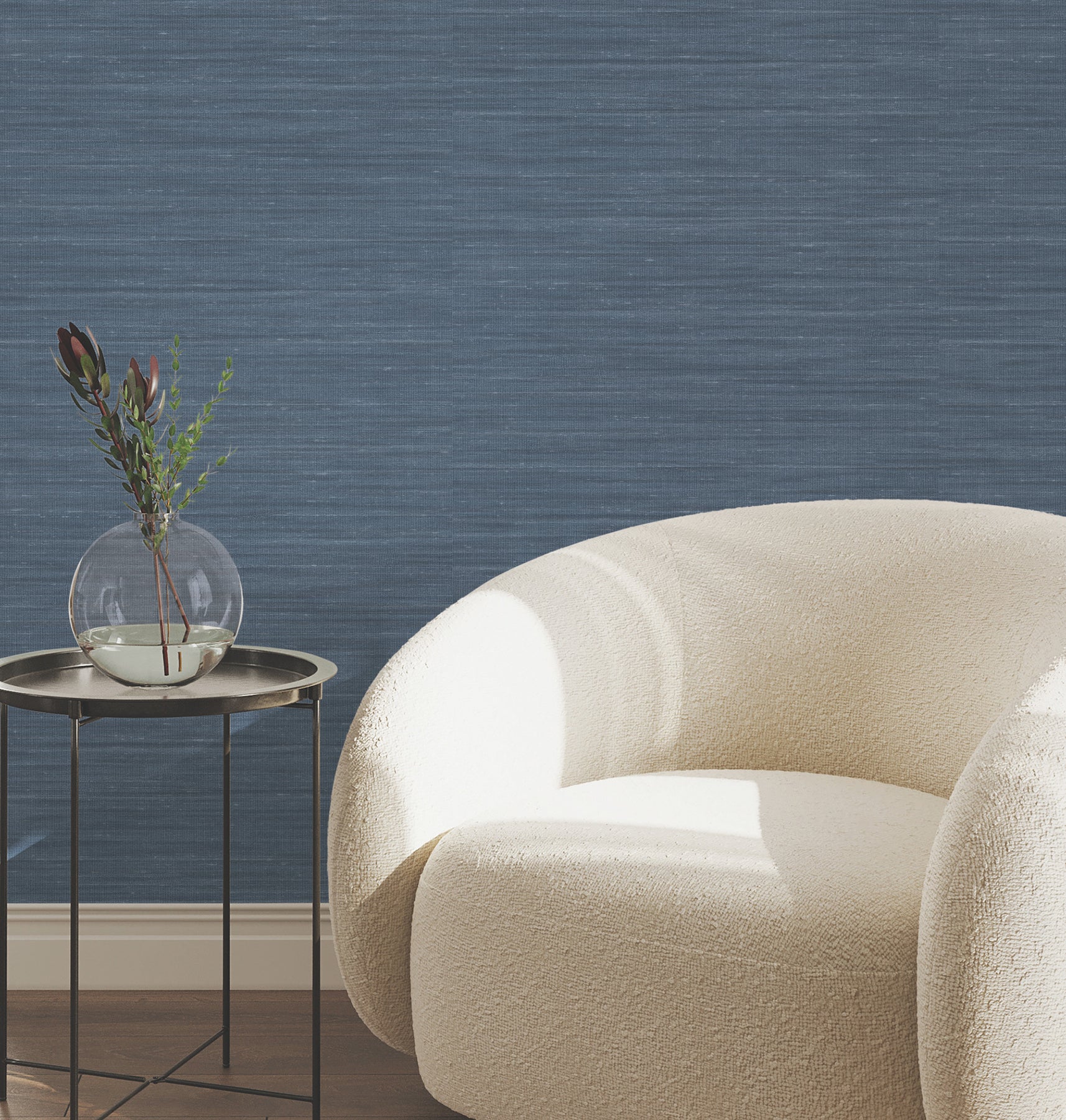Sari Silk Wallpaper in denim color - pattern number UW1003N - by York in the Atmosphere Digest collection