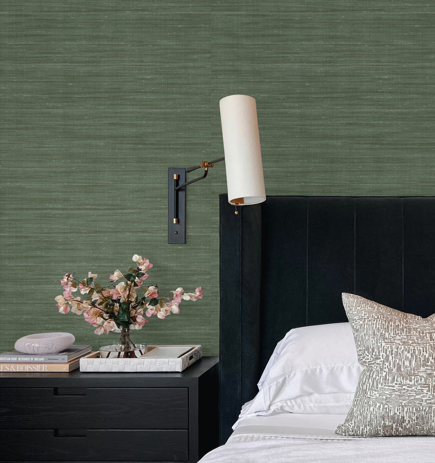 Sari Silk Wallpaper in green color - pattern number UW1004N - by York in the Atmosphere Digest collection