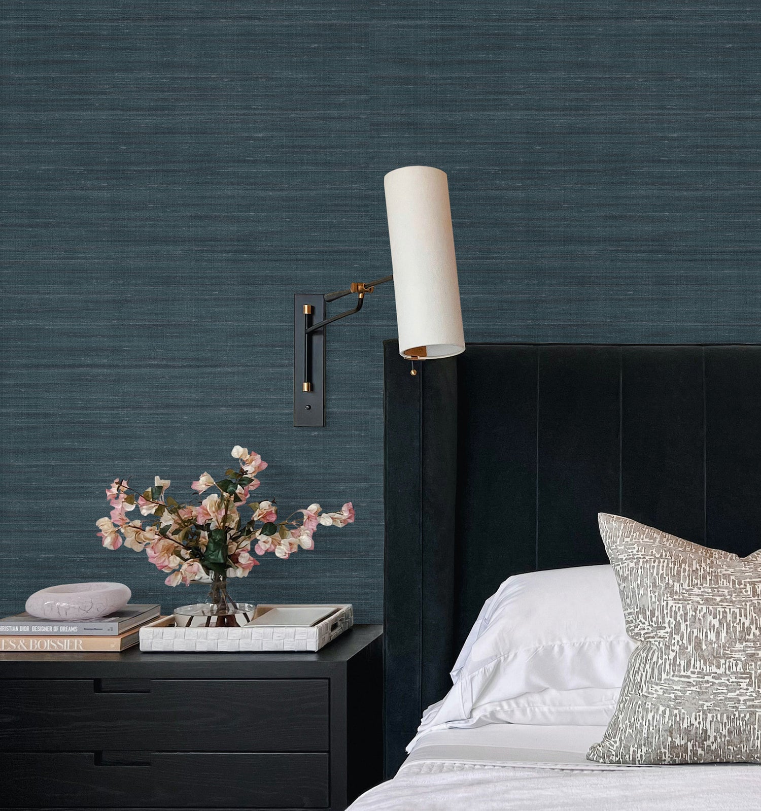 Sari Silk Wallpaper in slate color - pattern number UW1005N - by York in the Atmosphere Digest collection