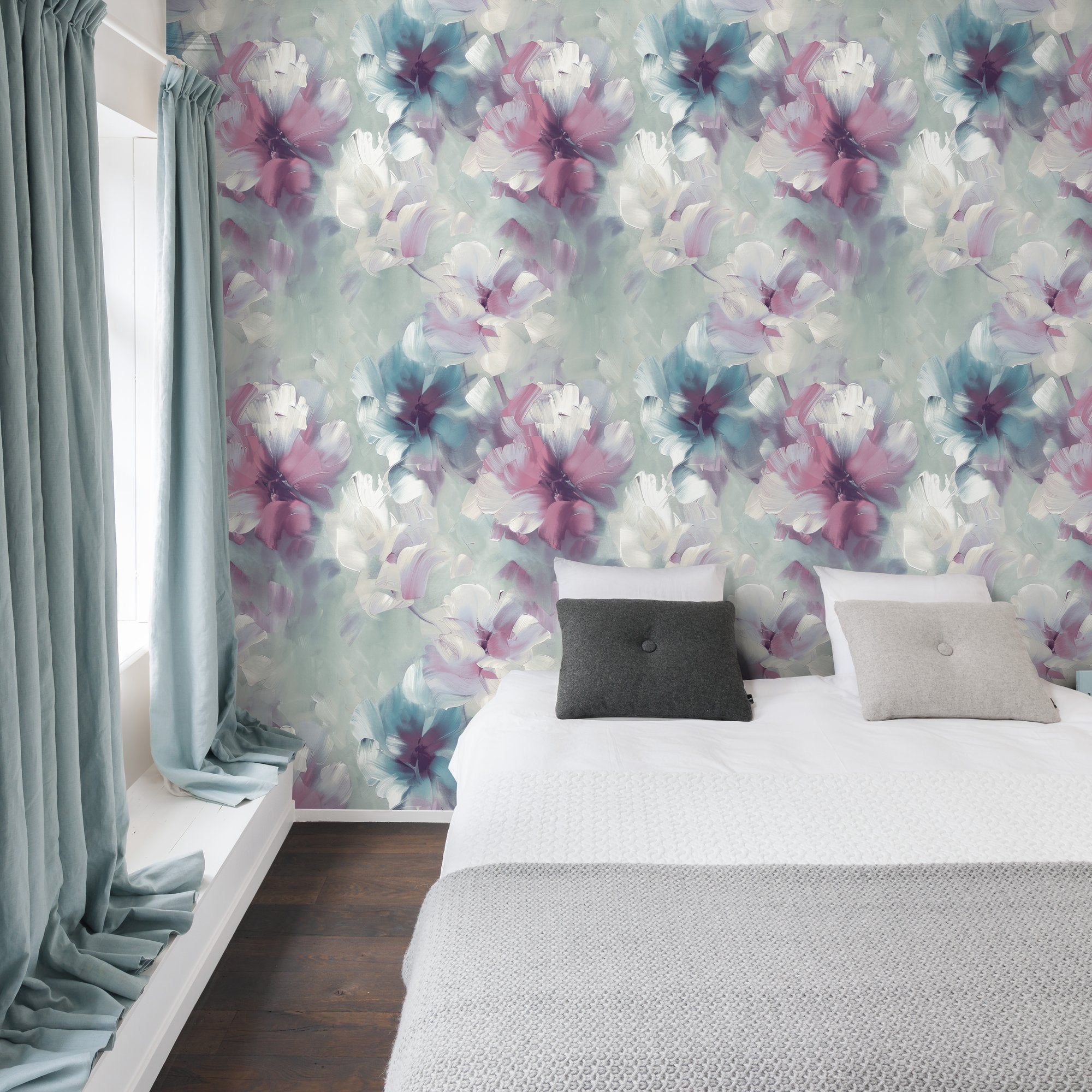 Classical Floral All-over Wallpaper in blue color - pattern number VE3004 - by Grandeco in the Very collection