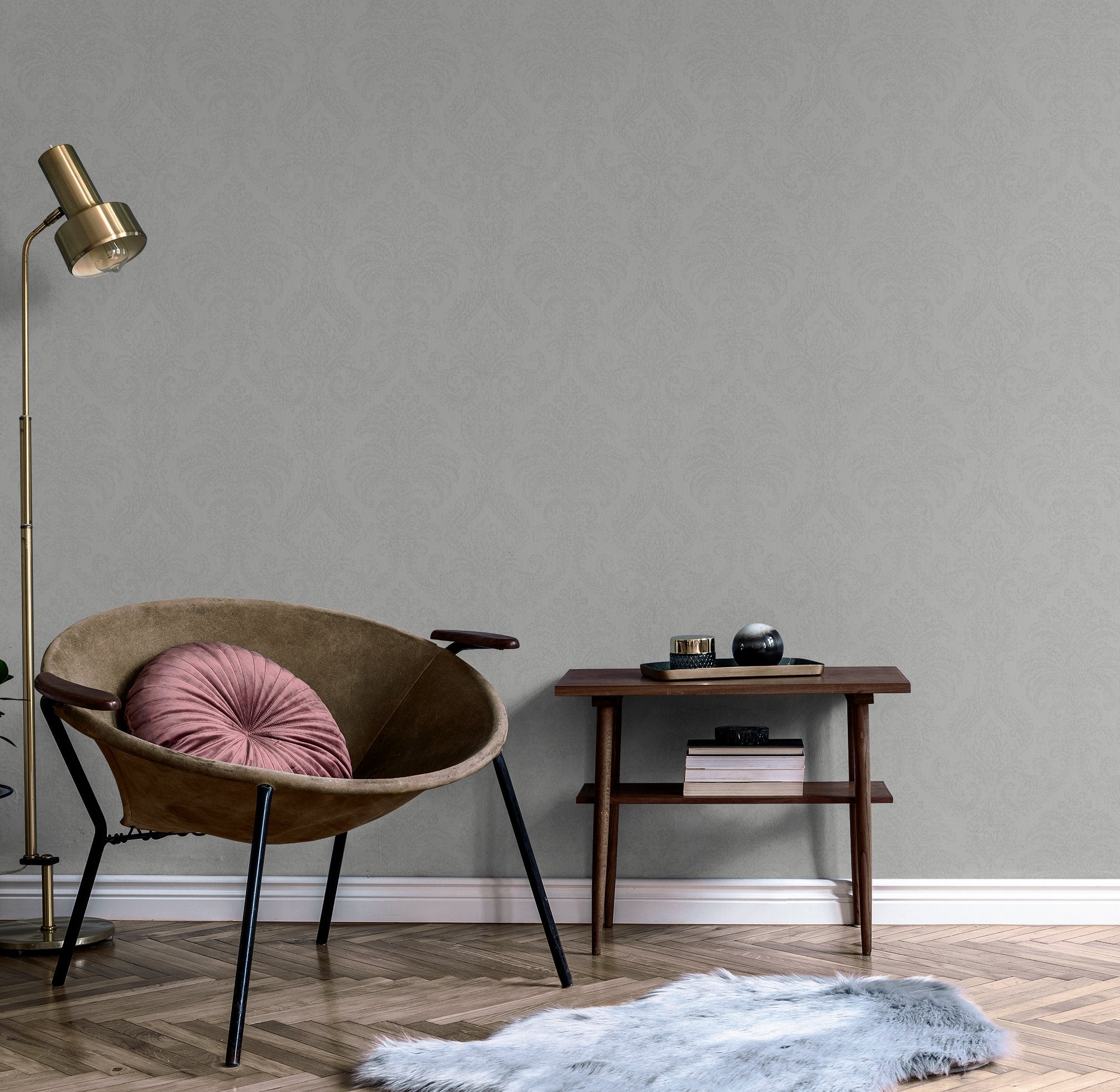 Medallion All-over Print Wallpaper in grey color - pattern number VE3203 - by Grandeco in the Very collection