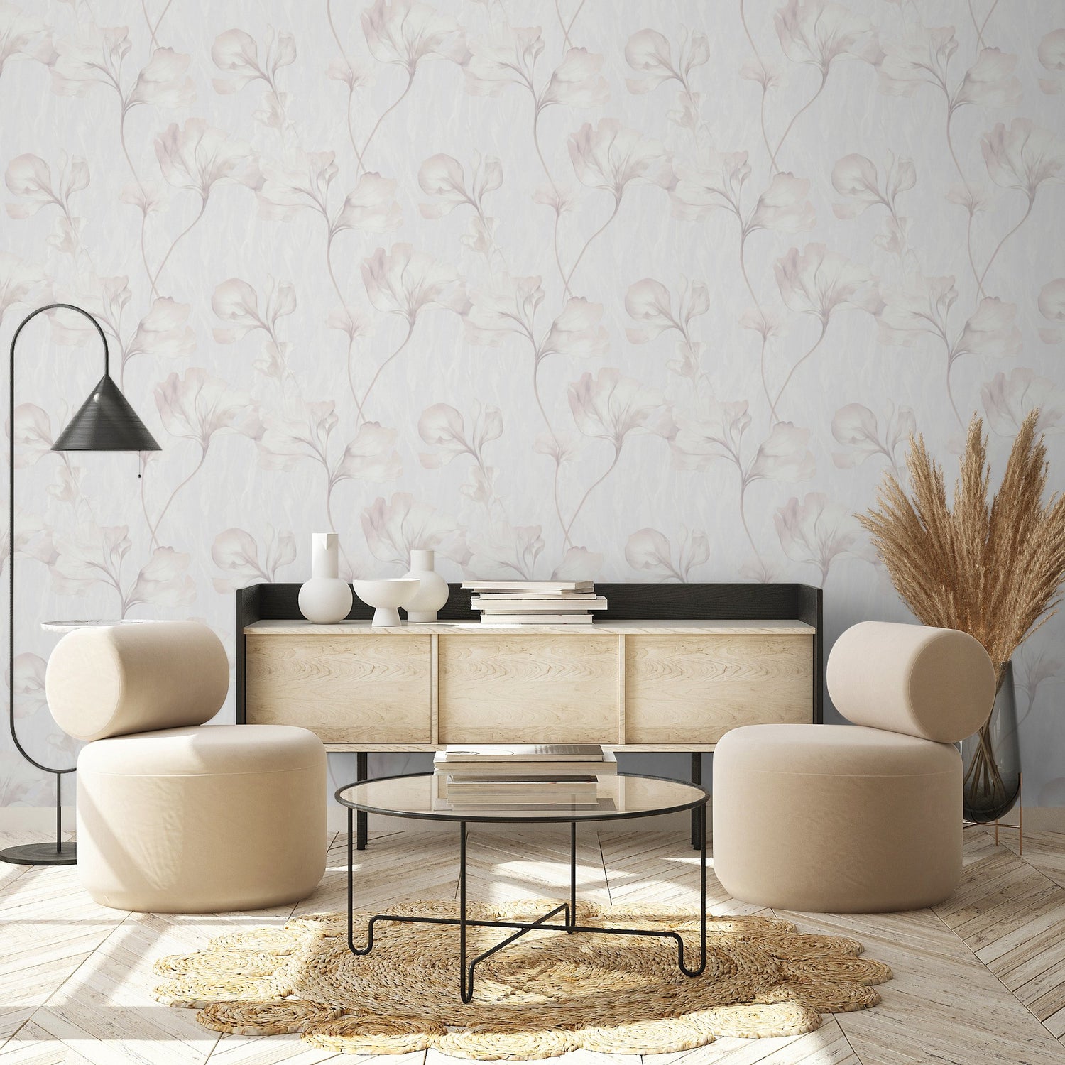 Classical Floral All-over Wallpaper in pink color - pattern number VE3301 - by Grandeco in the Very collection