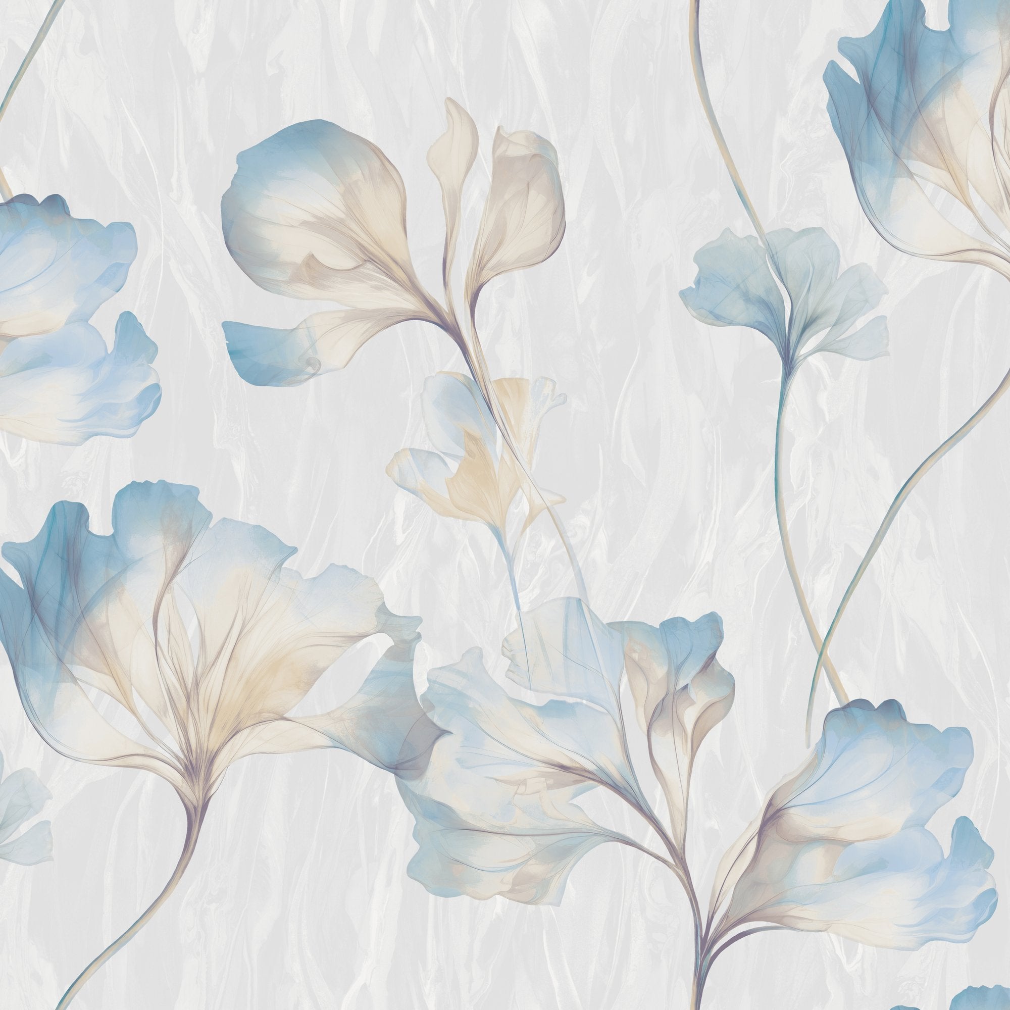 Classical Floral All-over Wallpaper in blue color - pattern number VE3307 - by Grandeco in the Very collection