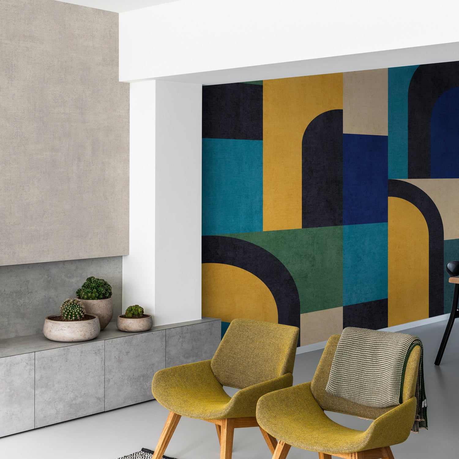 Patinated Plain Wallpaper in beige color - pattern number VOA-010-02-8 - by Grandeco in the Orom II collection
